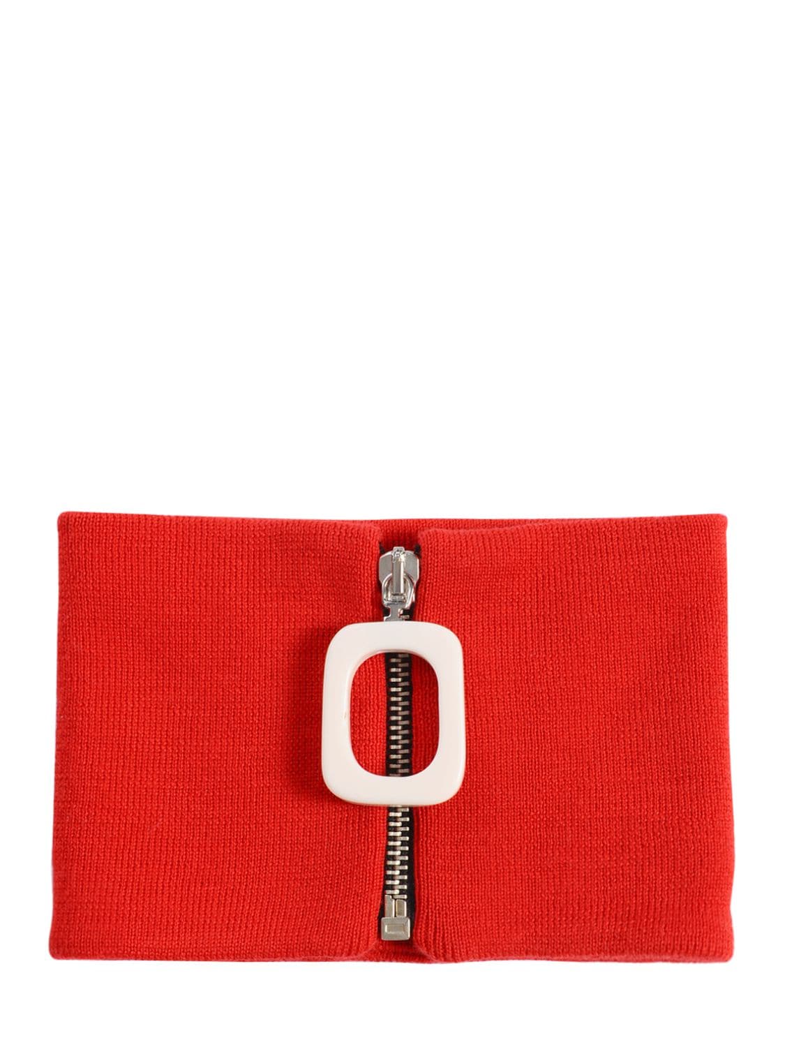Jw Anderson Zip Merino Wool Knit Neckband In Red