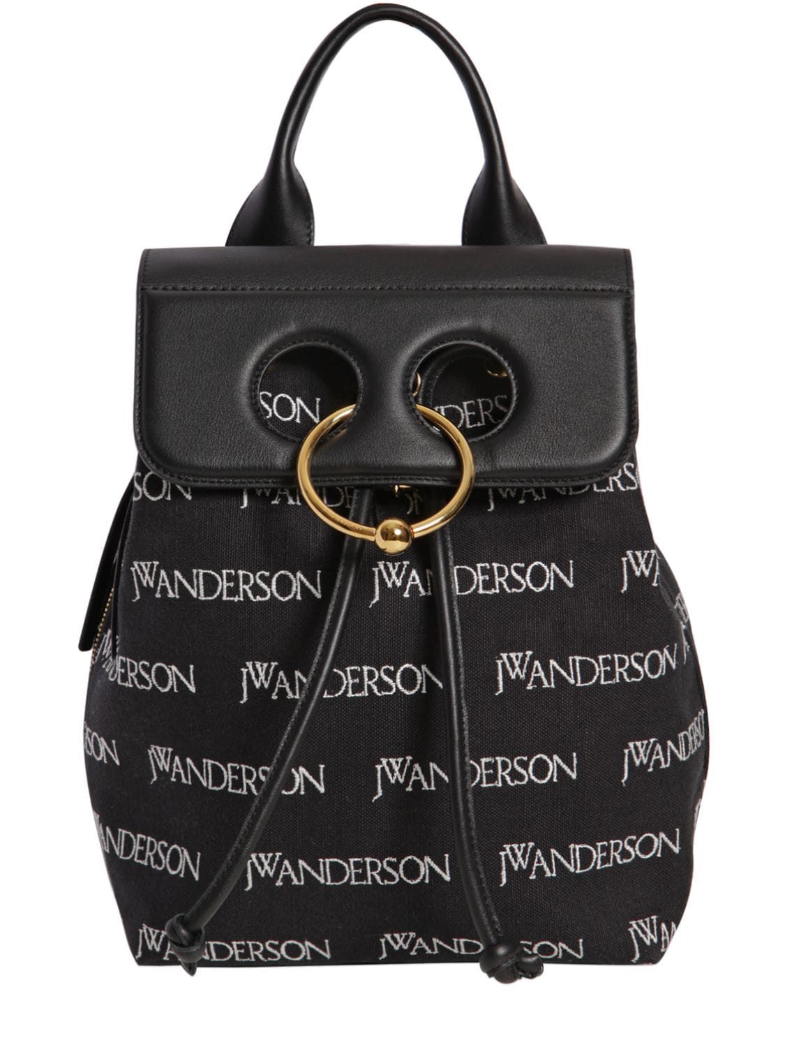 Jw Anderson Mini Pierce & Logo Canvas Backpack In Black