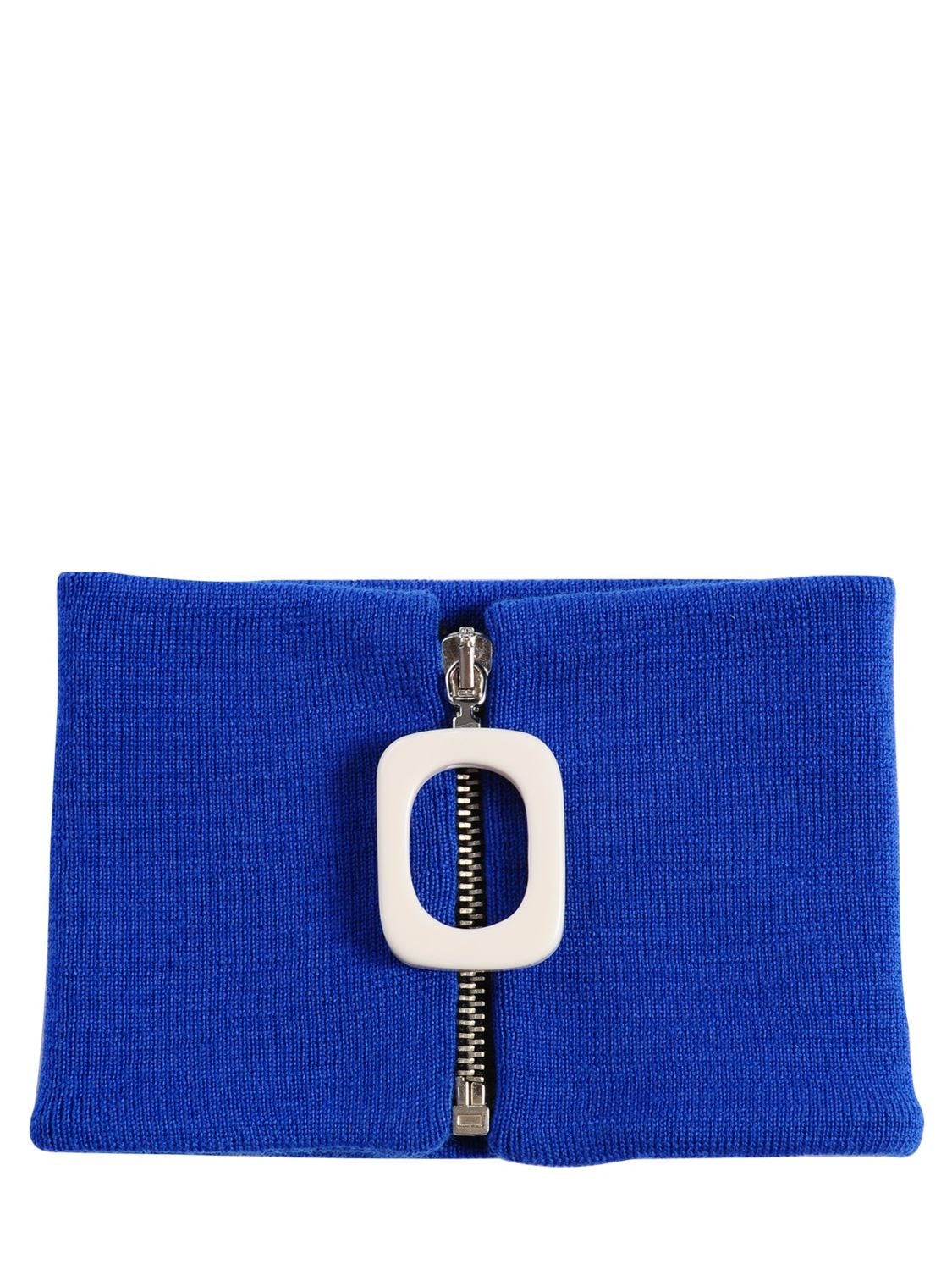 Jw Anderson Zip Merino Wool Knit Neckband In Blue