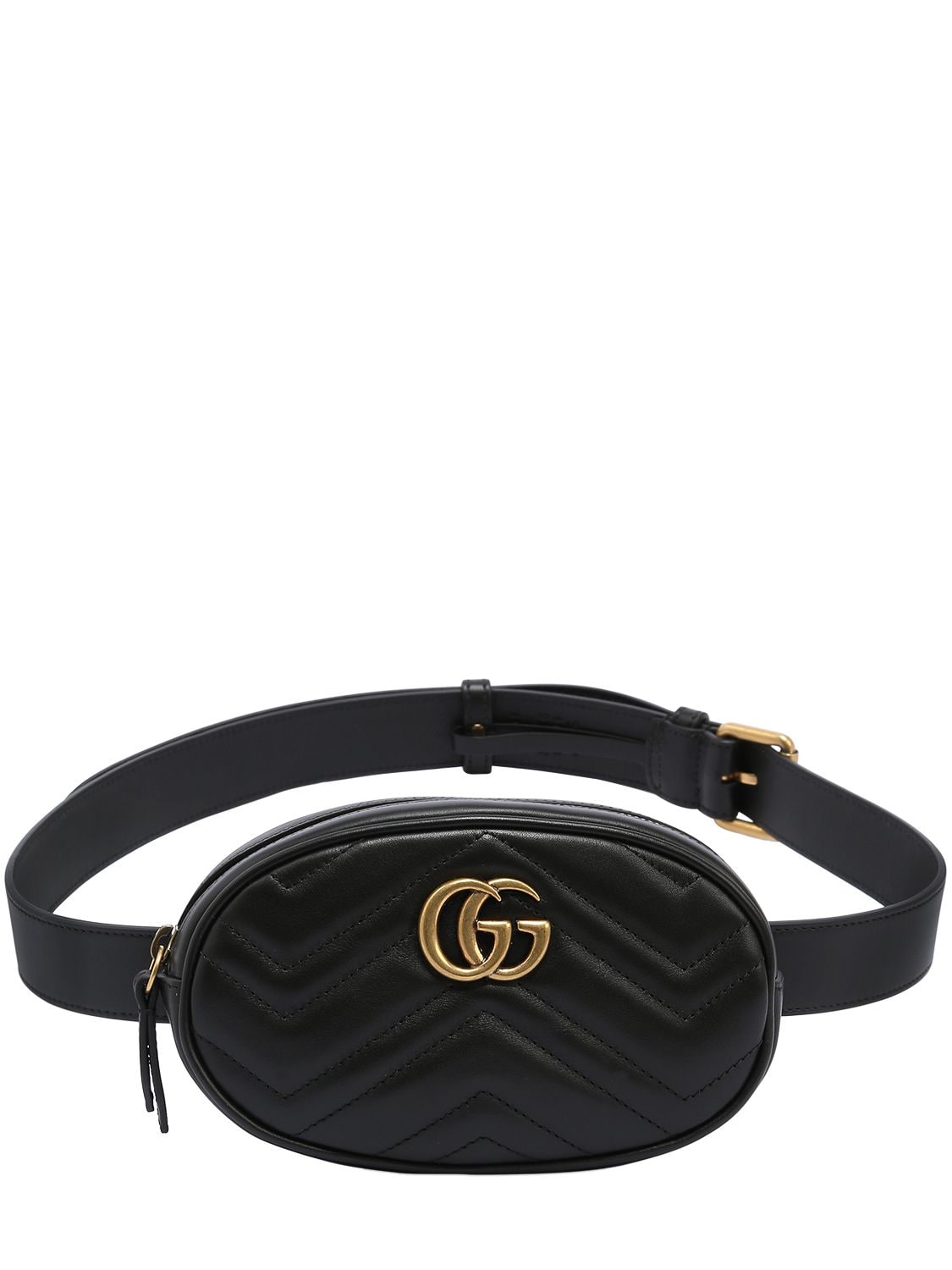 Gucci Gg Marmont 2.0 Leather Belt Bag In Black