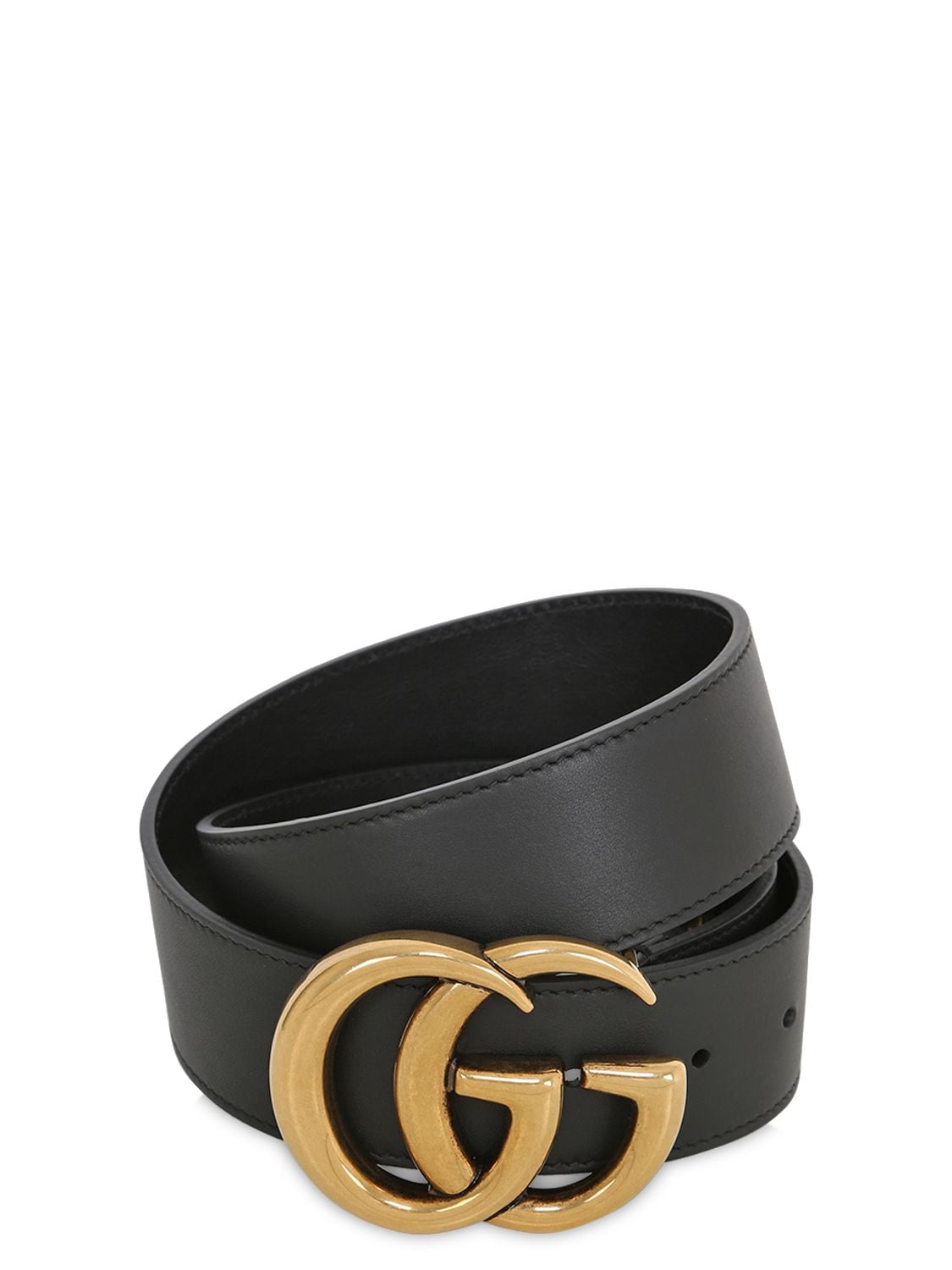 Shop Gucci 4cm Gg Leather Belt In Black