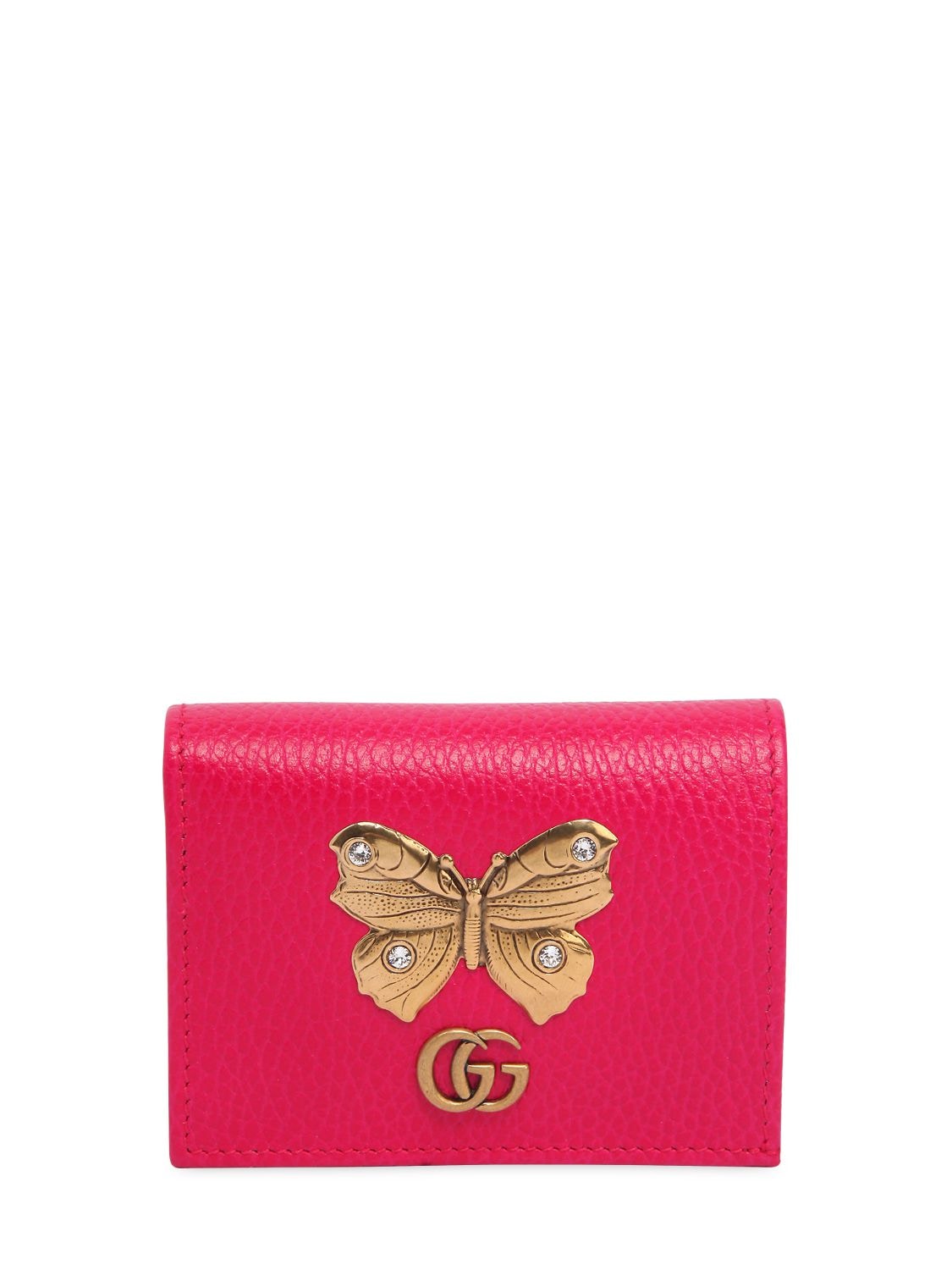 GUCCI BUTTERFLY LEATHER CARD CASE,67IIJS045-NTY2MQ2