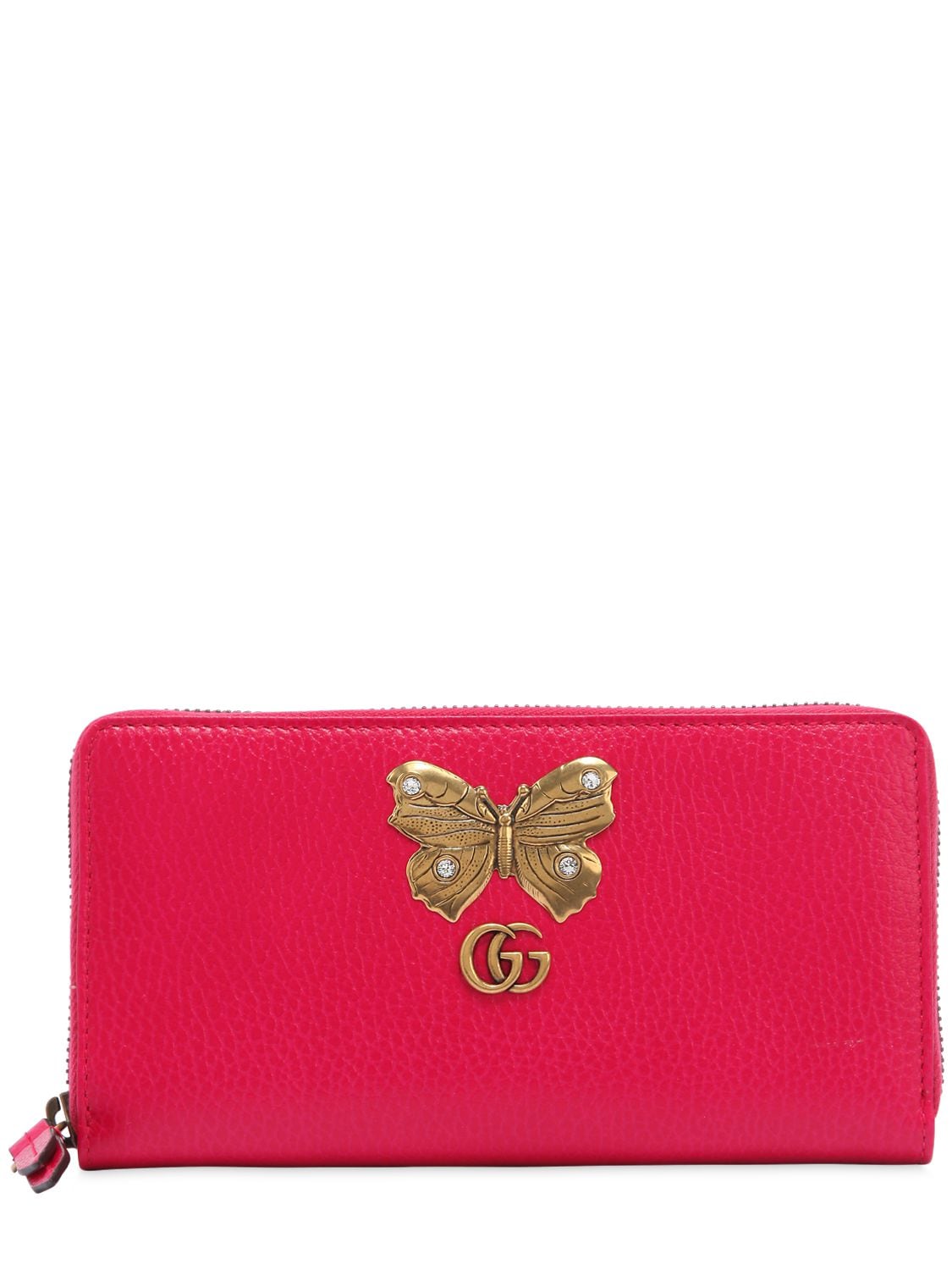 GUCCI BUTTERFLY ZIP AROUND LEATHER WALLET,67IIJS046-NTY2MQ2
