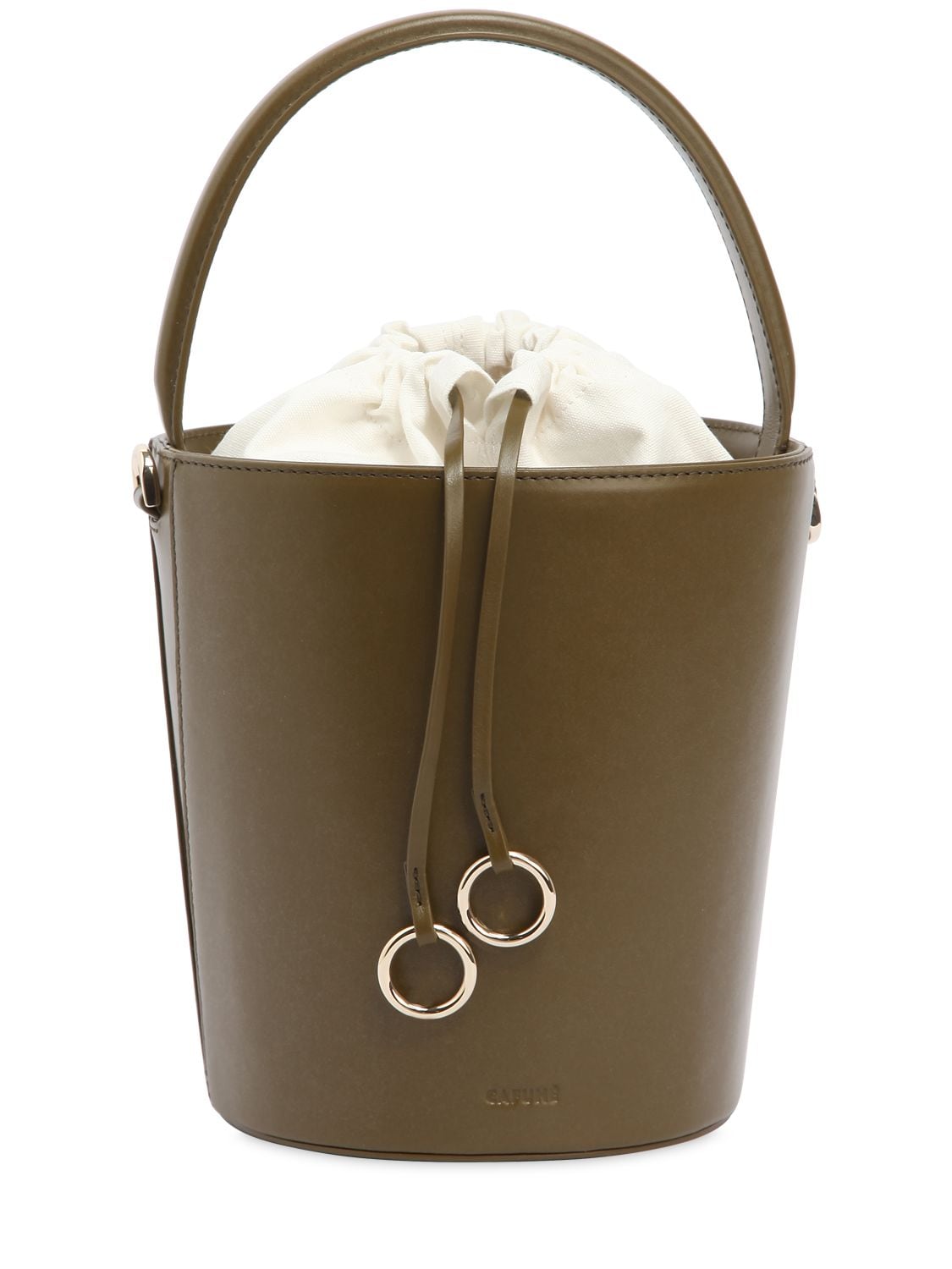 Cafuné Basket Bucket Leather Bag In Khaki