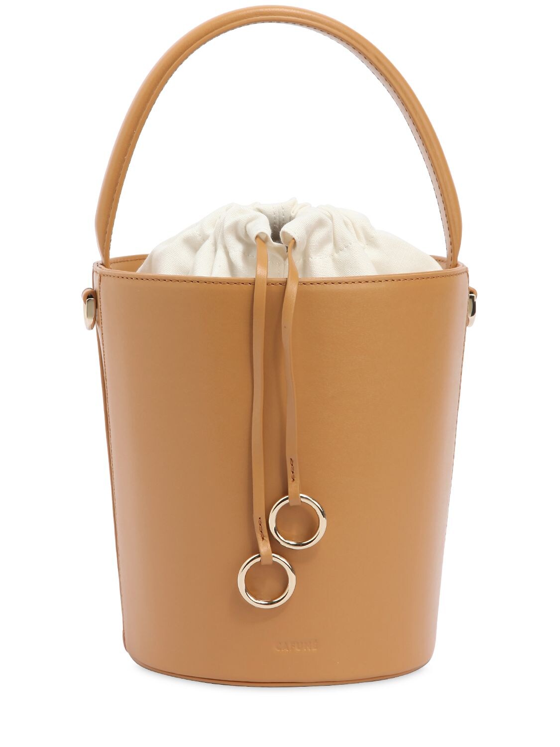 Cafuné Basket Bucket Leather Bag In Beige