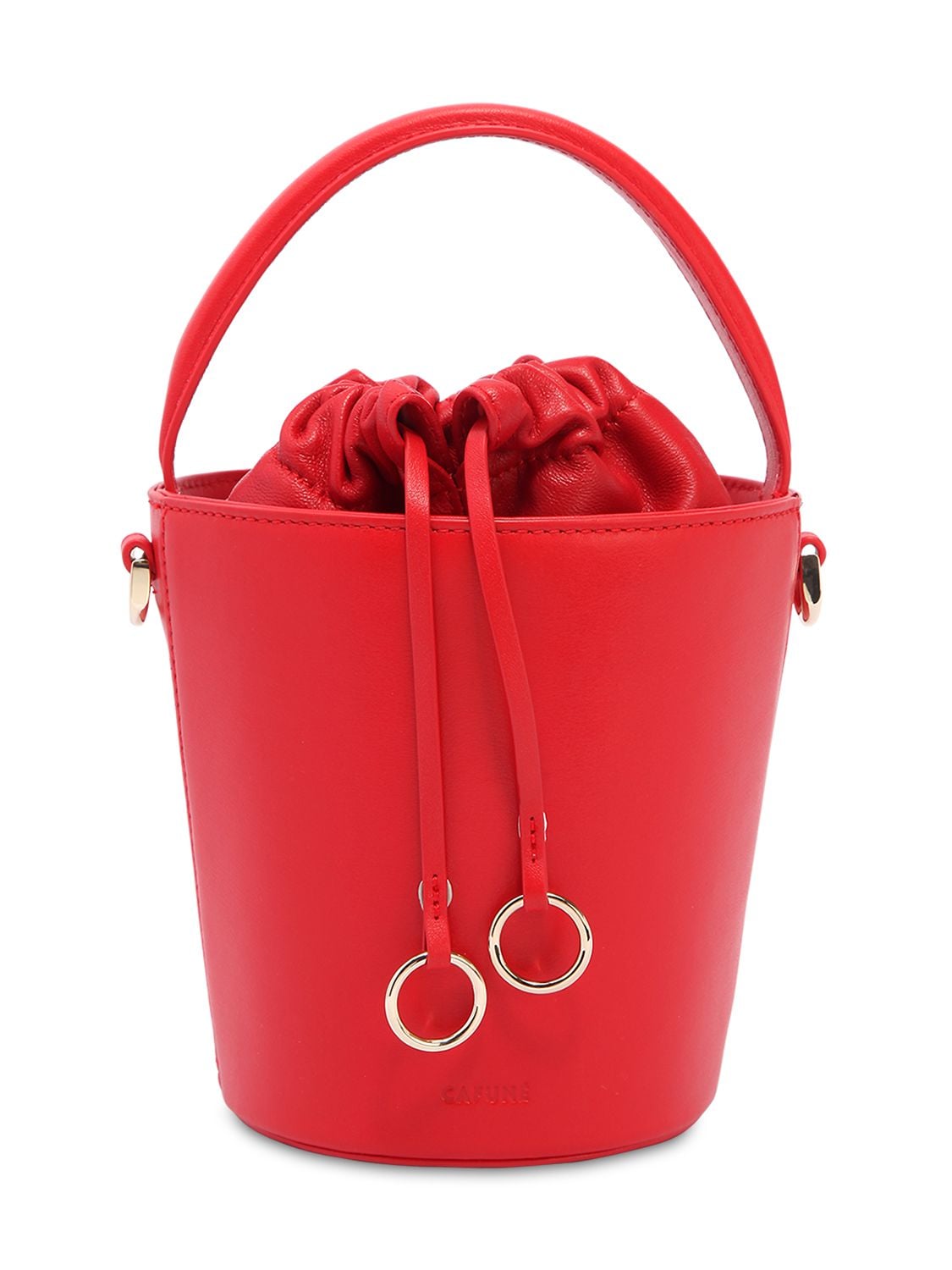 Cafuné Mini Basket Bucket Leather Bag In Red