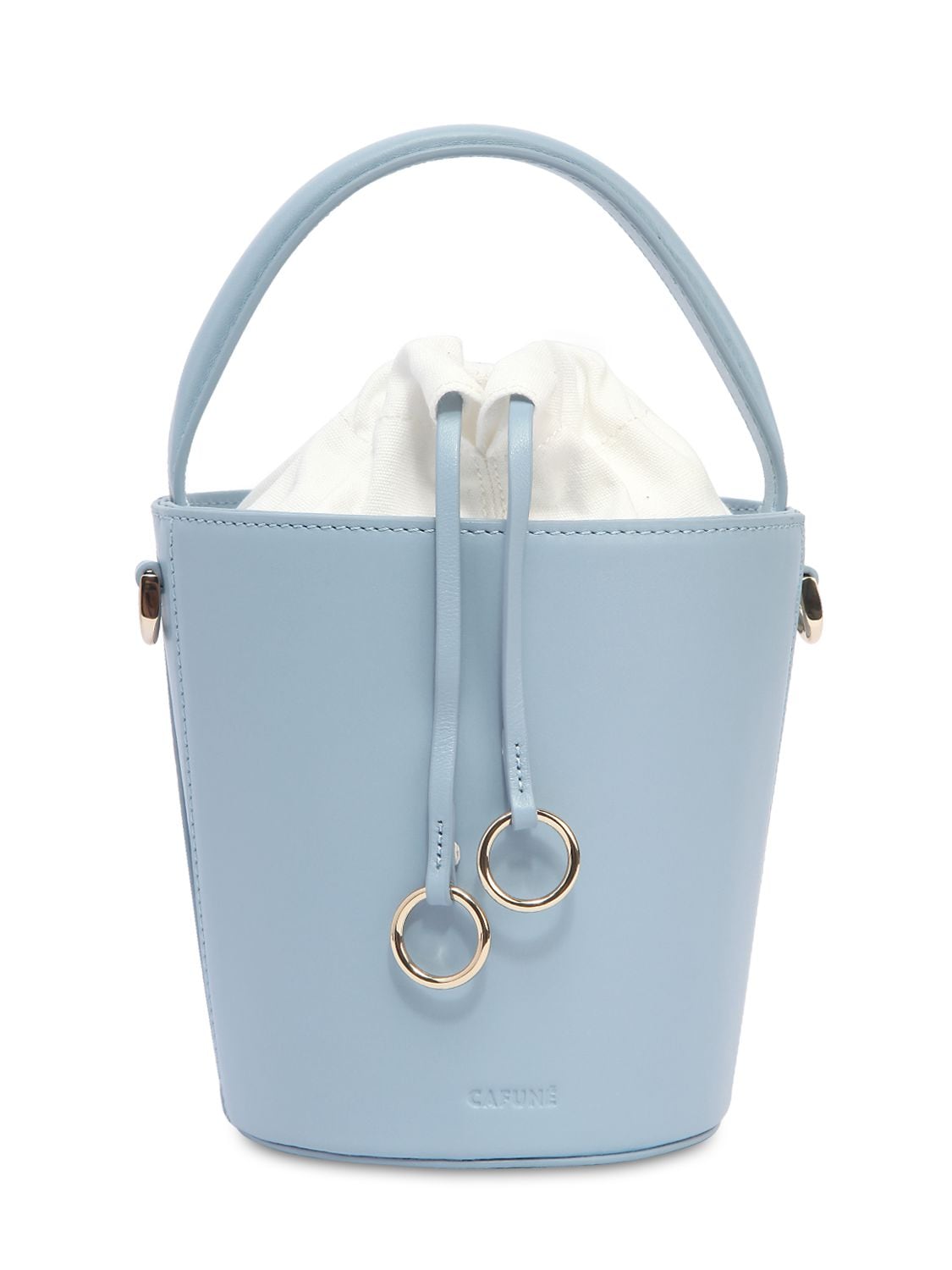 Cafuné Mini Basket Bucket Leather Bag In Sky Blue
