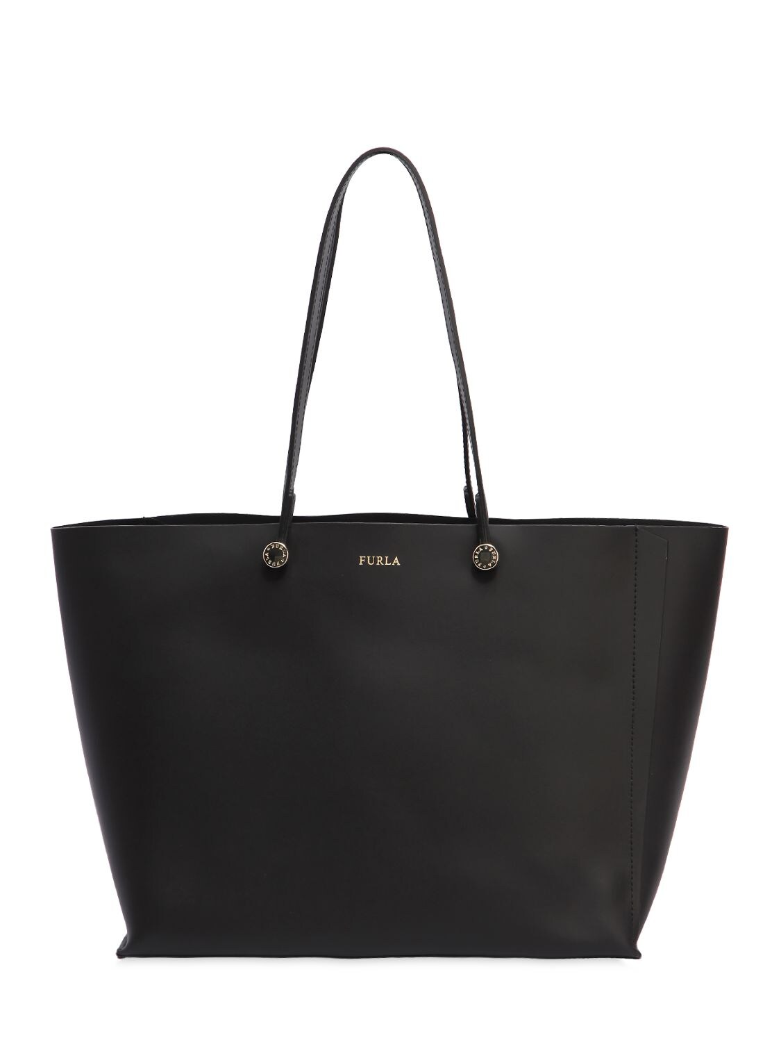 Furla Eden Leather Tote Bag In Black