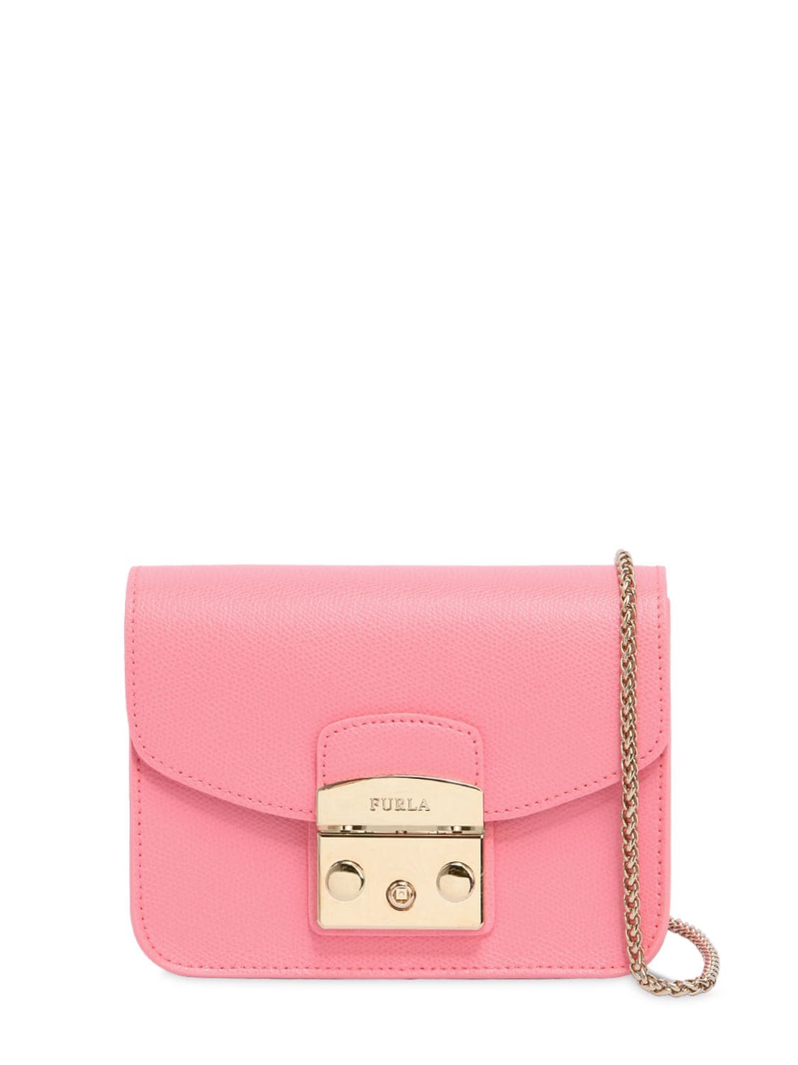 Furla Mini Metropolis Saffiano Leather Bag In Peach Pink