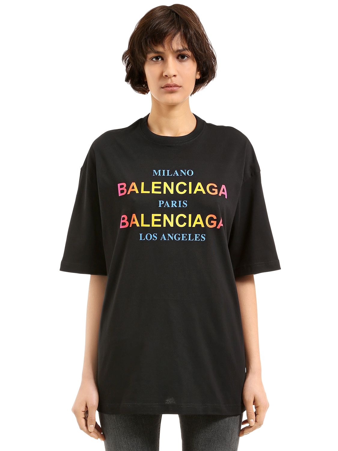 Ambitiøs ankel Fæstning Balenciaga Oversized Printed Jersey T-shirt In Black | ModeSens