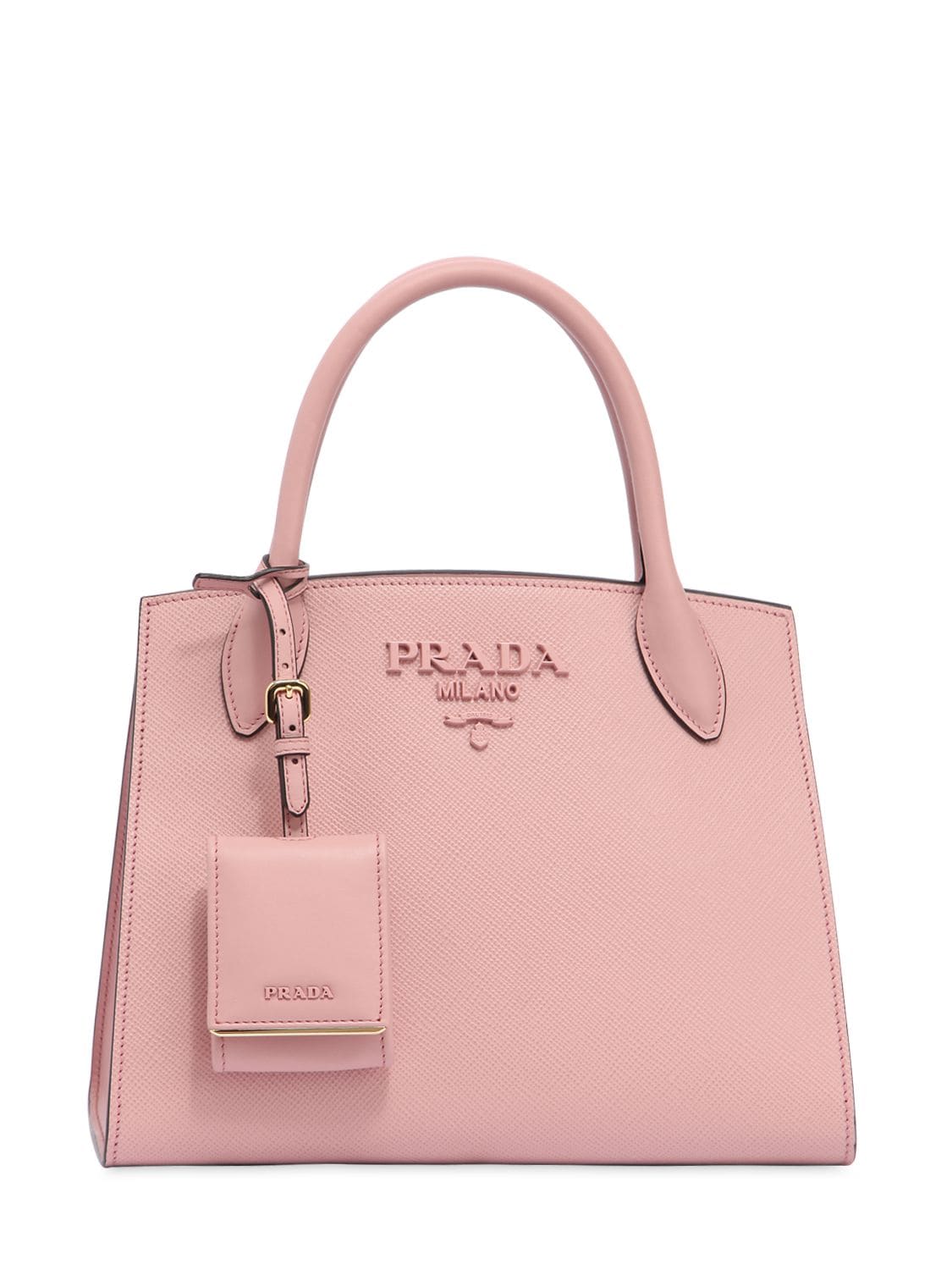 Shop Prada Small Monochrome Saffiano Leather Bag In Light Pink