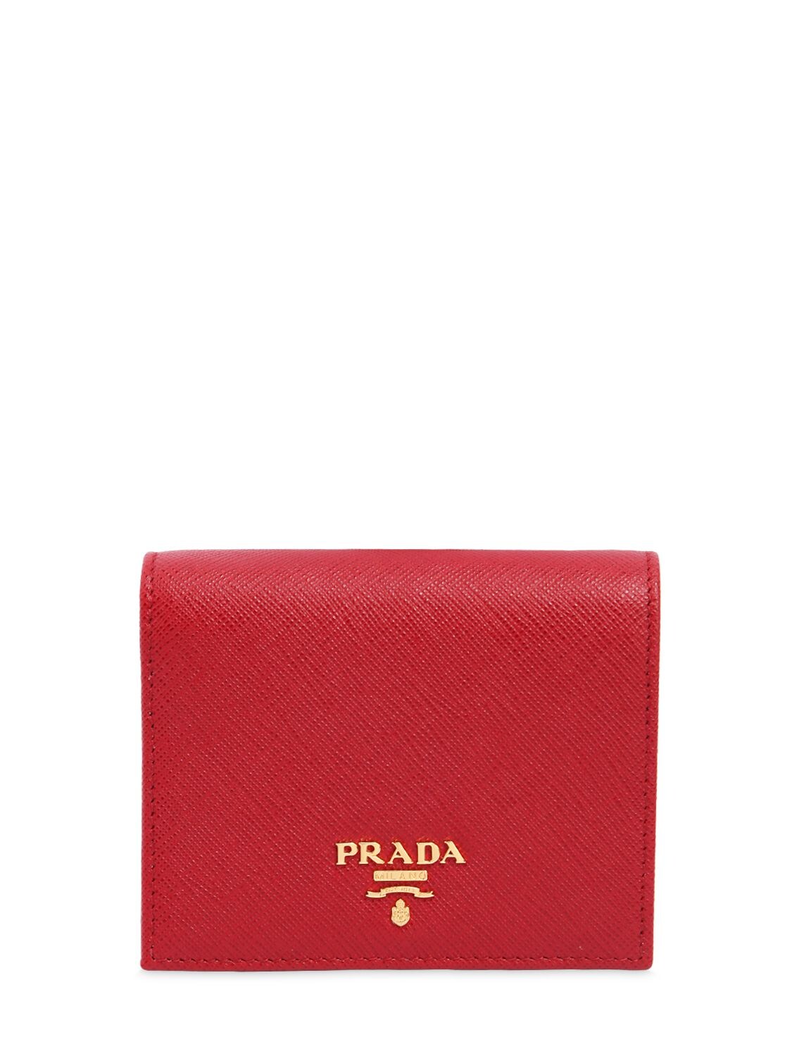 Prada Small Saffiano Leather Snap Wallet In 红色