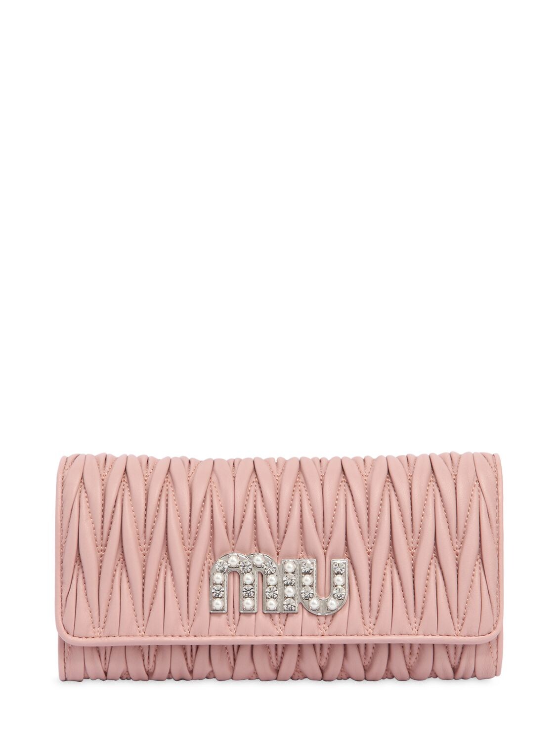 Miu Miu Quilted Leather Continental Wallet In Pink