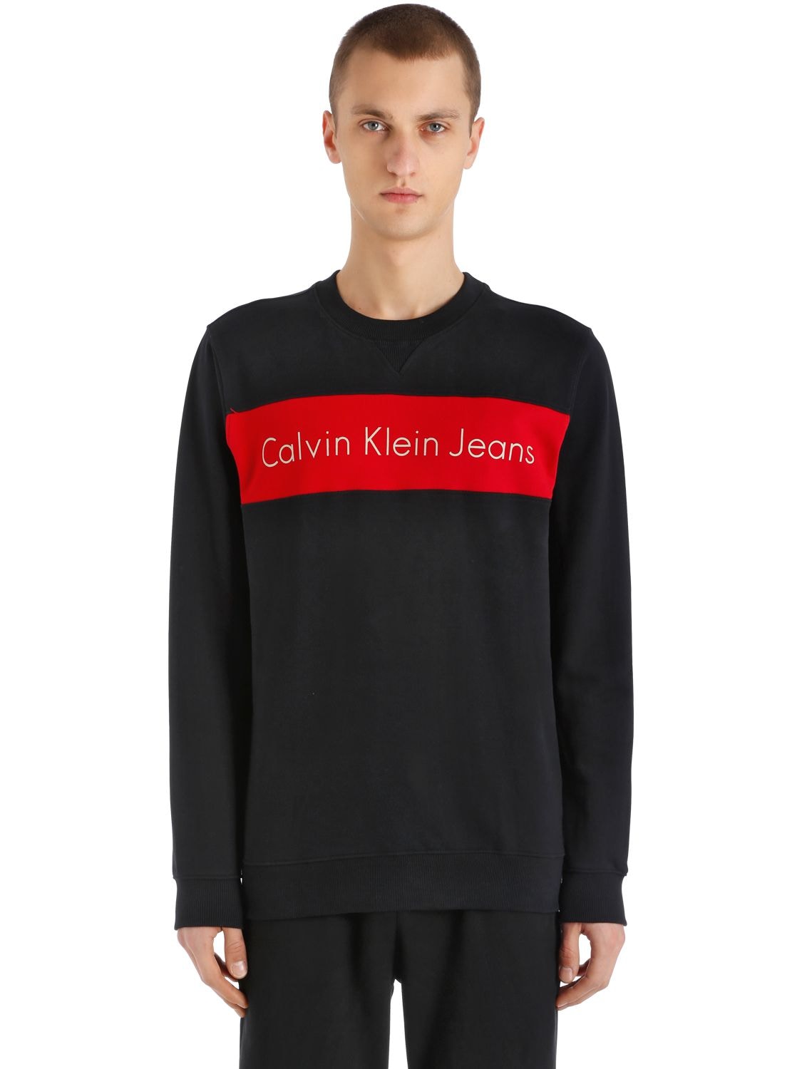 Calvin Klein Jeans Est.1978 Logo Print Cotton Sweatshirt In Black