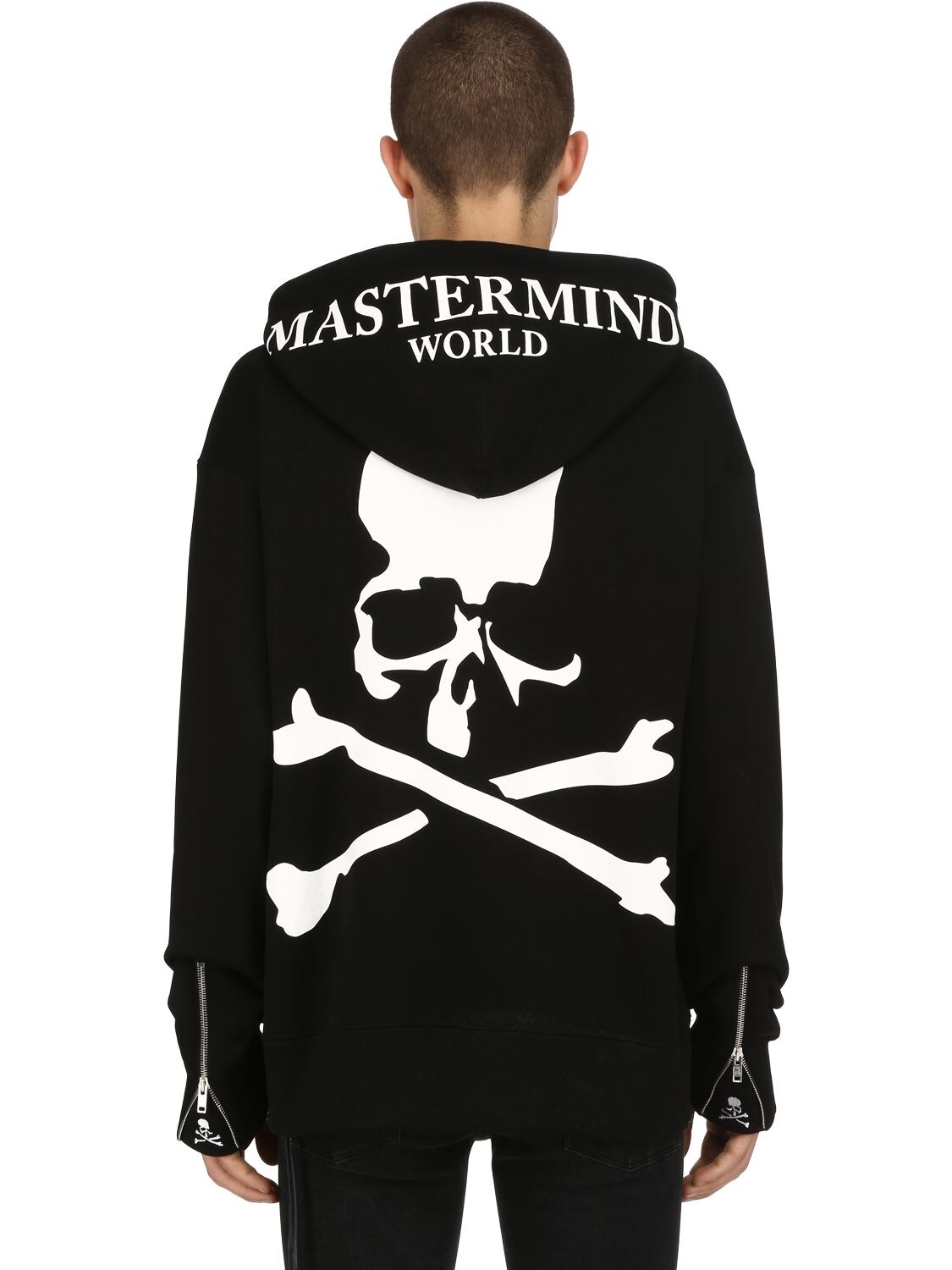 Mastermind Japan Hooded Zip-up Heavy Cotton Sweatshirt In Black
