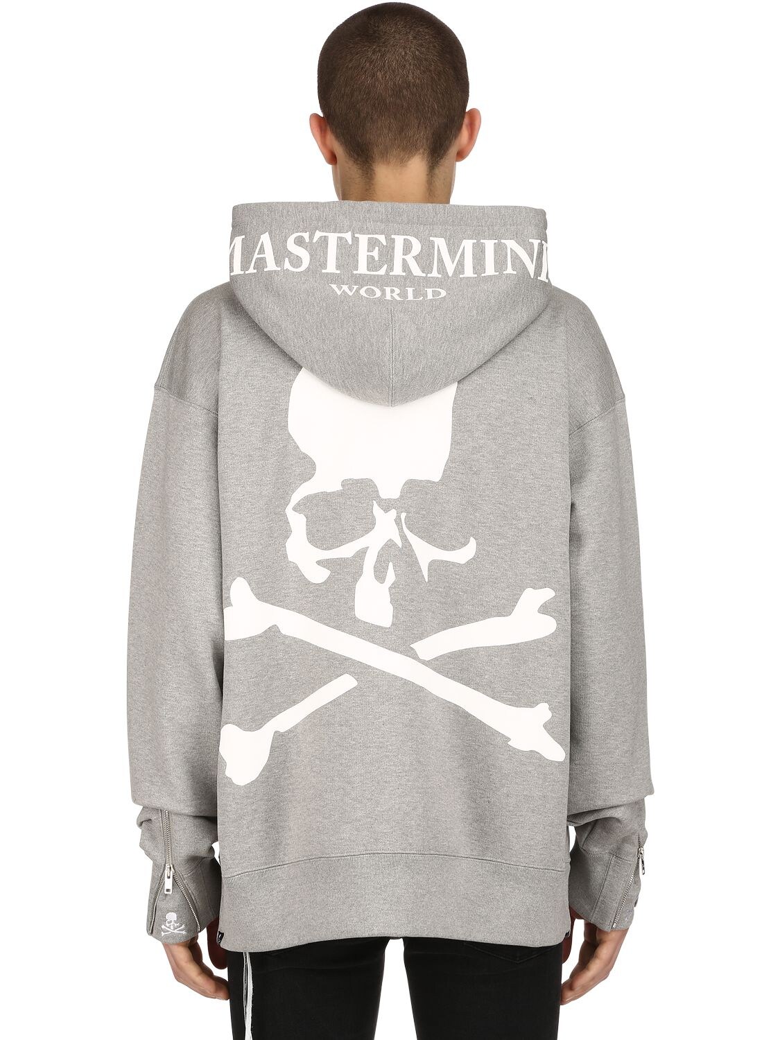 Mastermind Japan Hooded Zip-up Heavy Cotton Sweatshirt In Grey