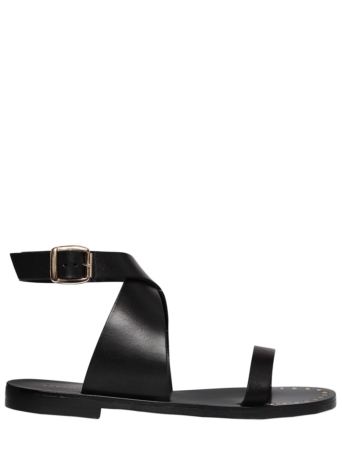 Sarah Summer 10mm Leather Sandals In Black