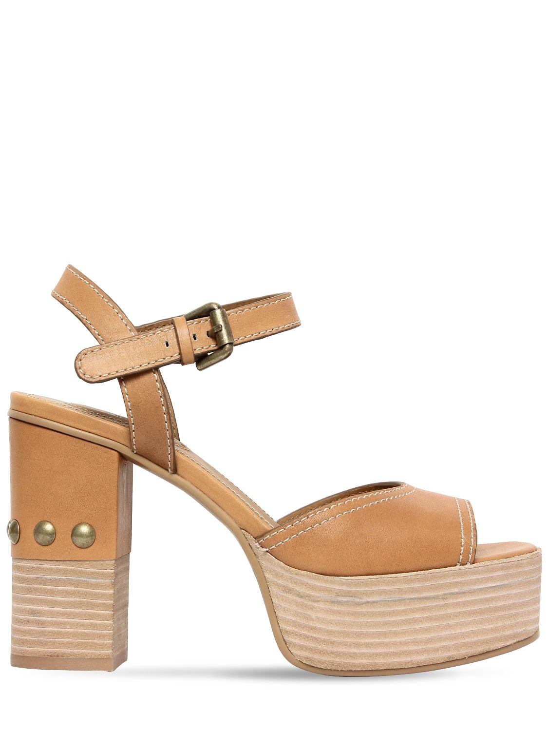 SEE BY CHLOÉ 105MM LEATHER SANDALS W/ STUDS,67IL4L002-MTQY0