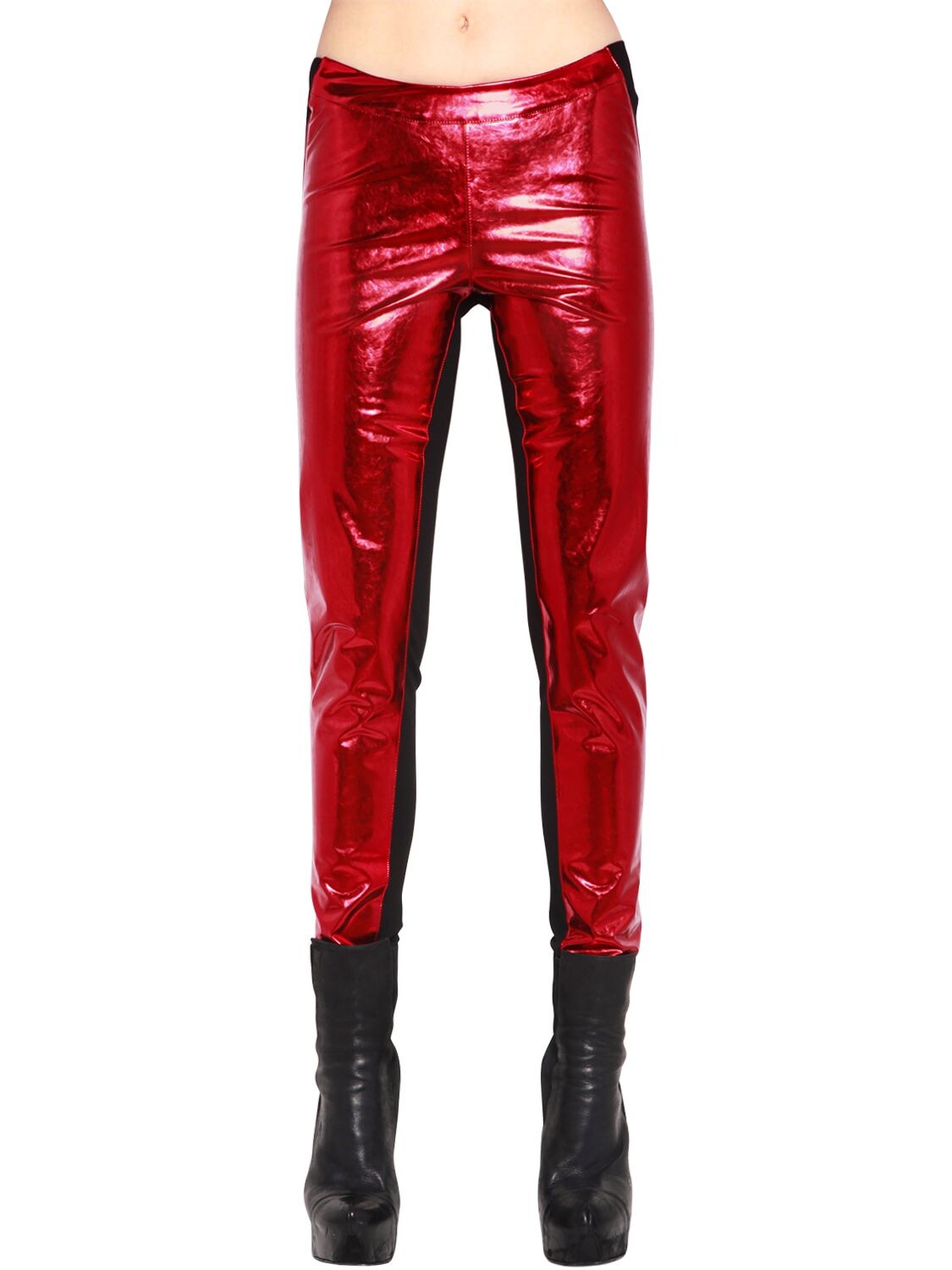 Gareth Pugh Metallic Faux Leather Pants In Red