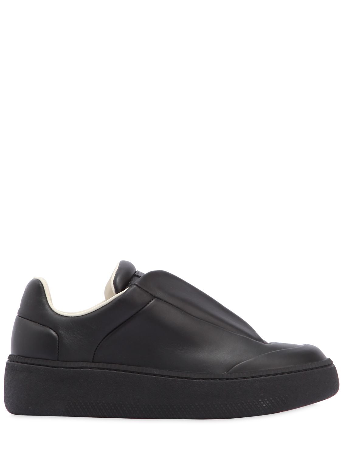 Maison Margiela Future Leather Slip-on Platform Sneakers In Black