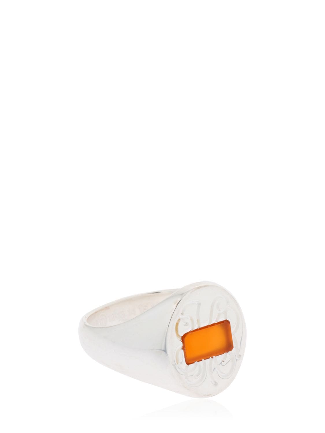 MAISON MARGIELA RED AGATE & SILVER CHEVALIER RING,67IL6X007-OTYX0
