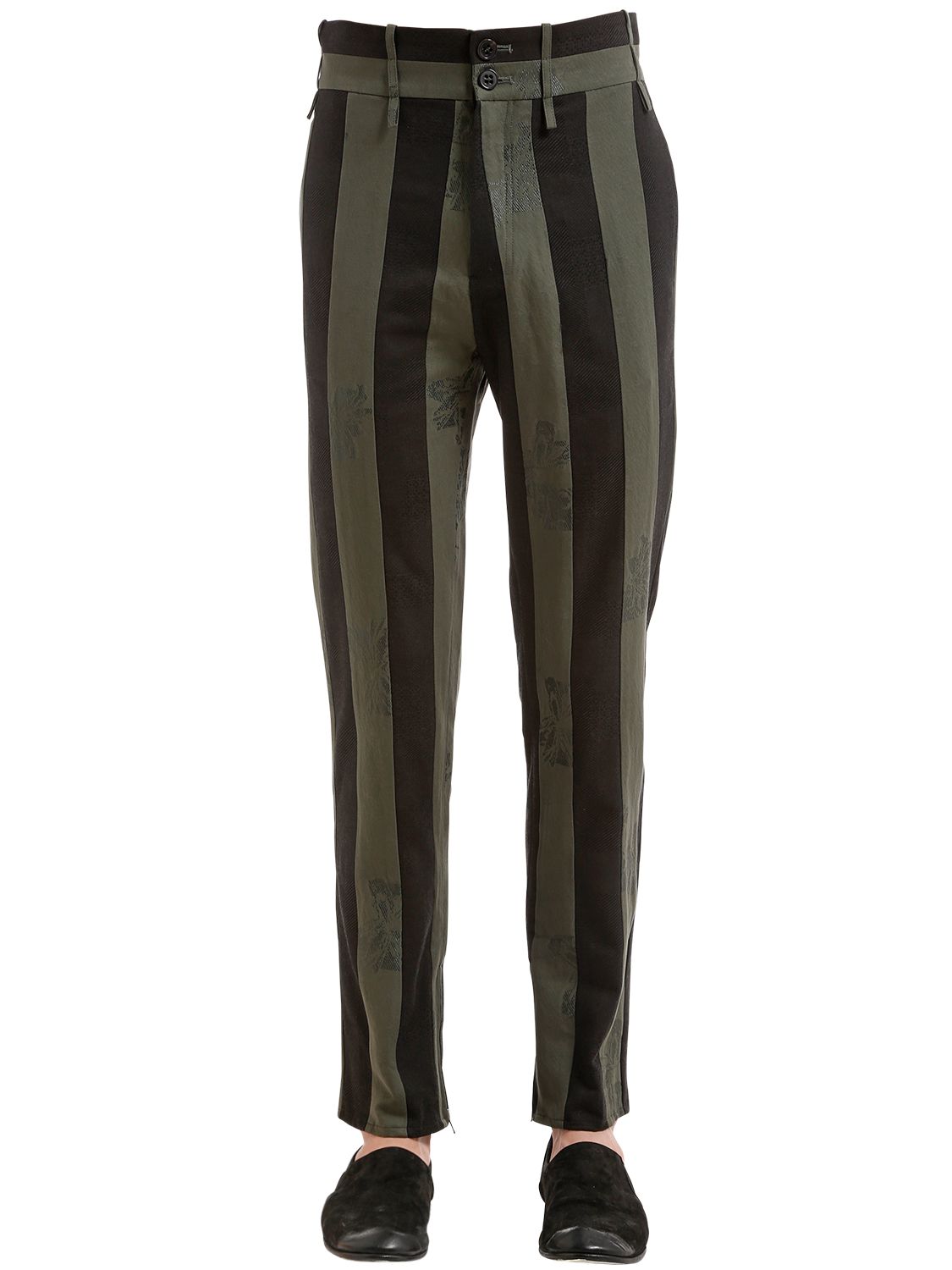 Damir Doma 15cm Striped Cotton Blend Pants In Green/coal
