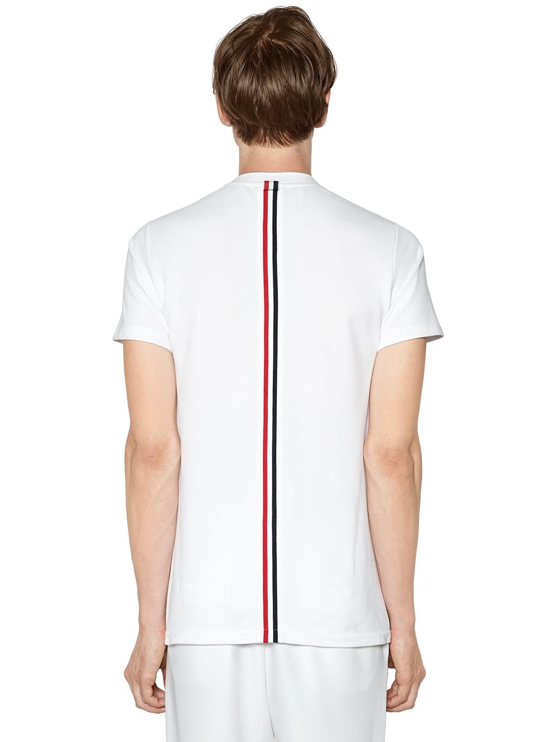 Thom Browne Intarsia Band Cotton Jersey T-shirt In White