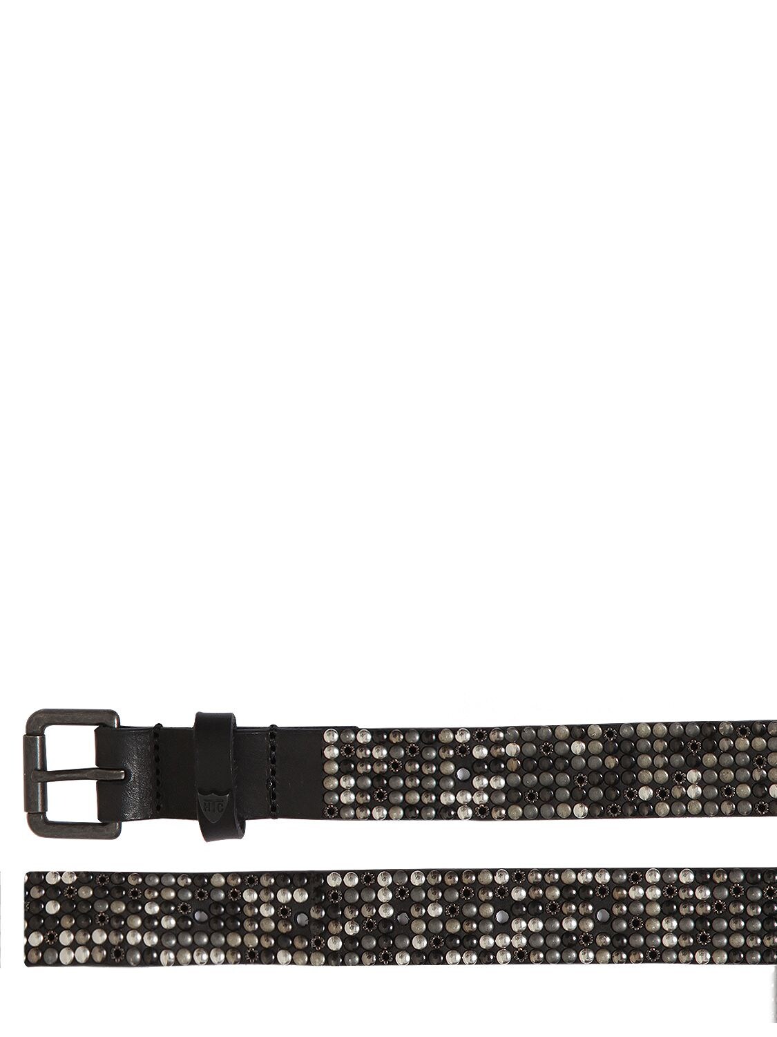 Htc Hollywood Trading Company 30mm Studded Vintage Leather Belt In Black