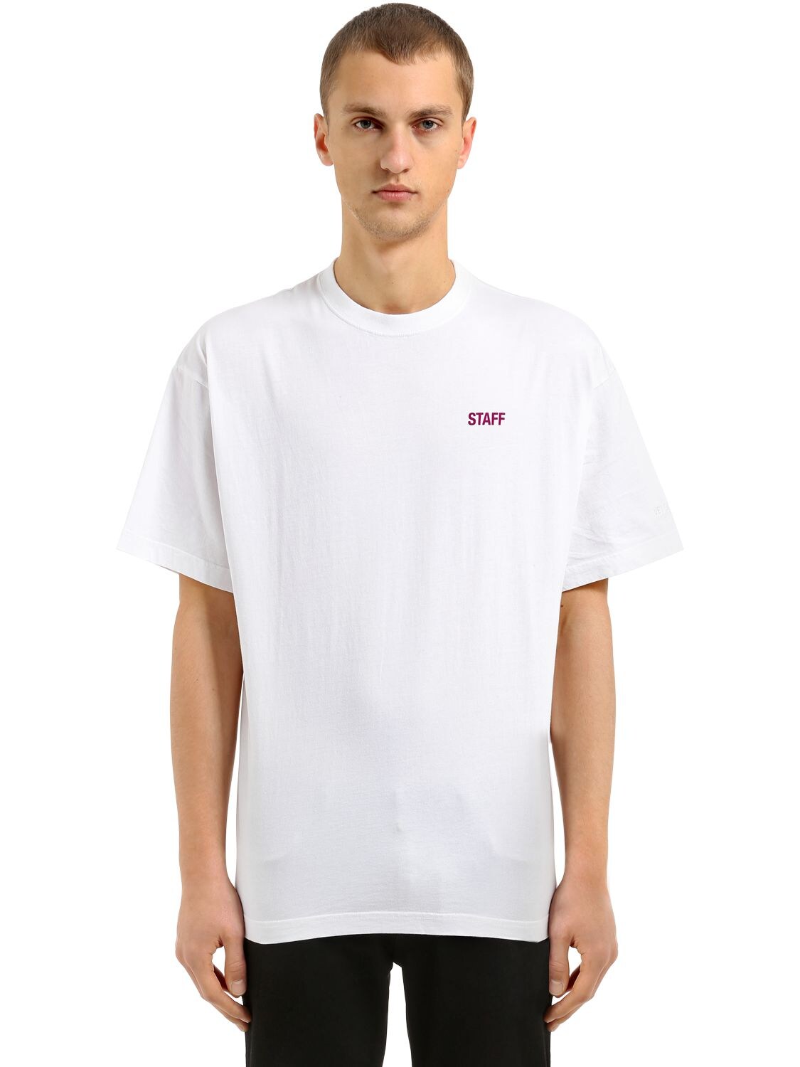 Vetements Staff Oversized Printed Cotton jersey T shirt In White