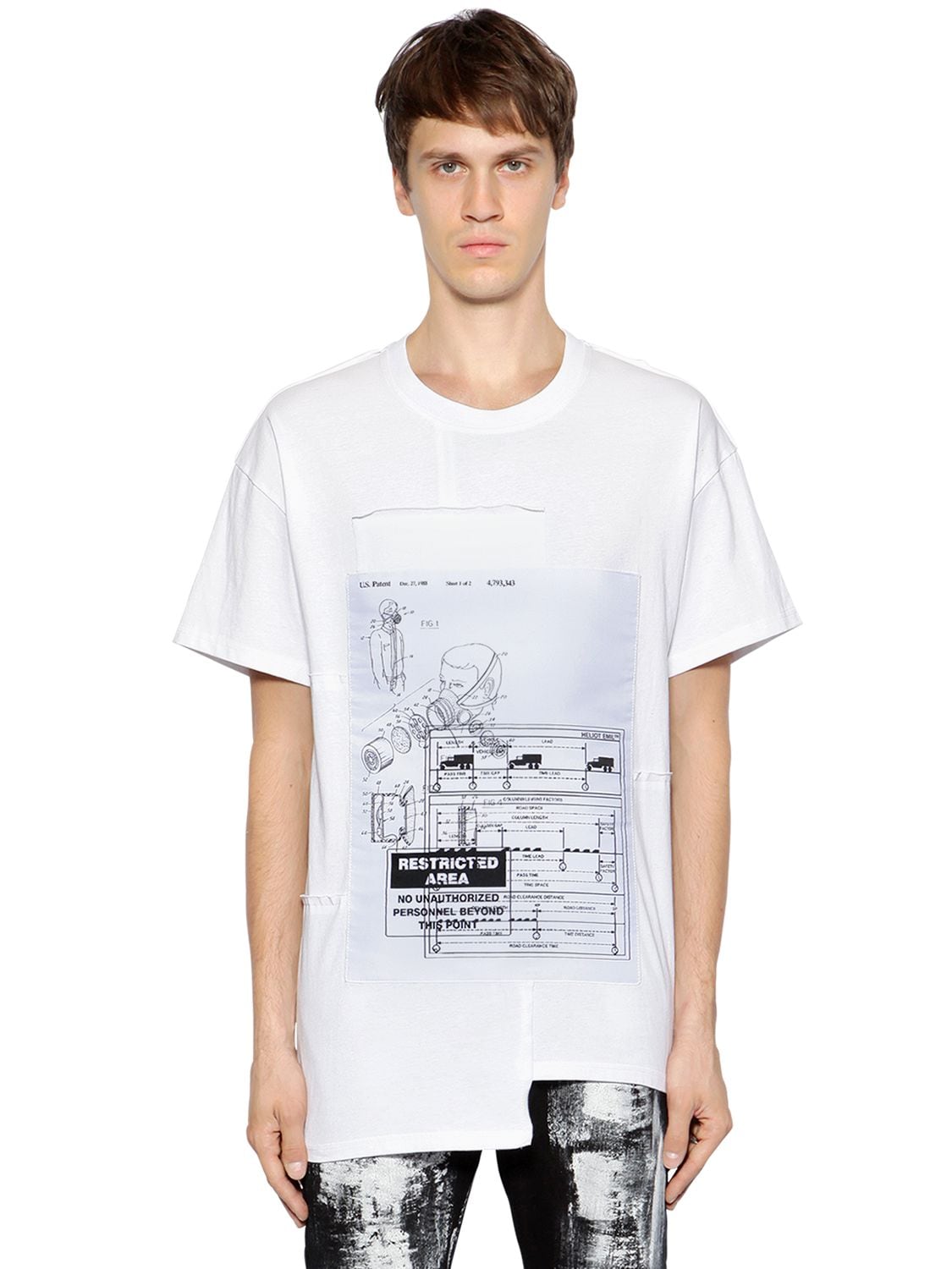 Heliot Emil Restricted Area Patch Jersey T-shirt In White