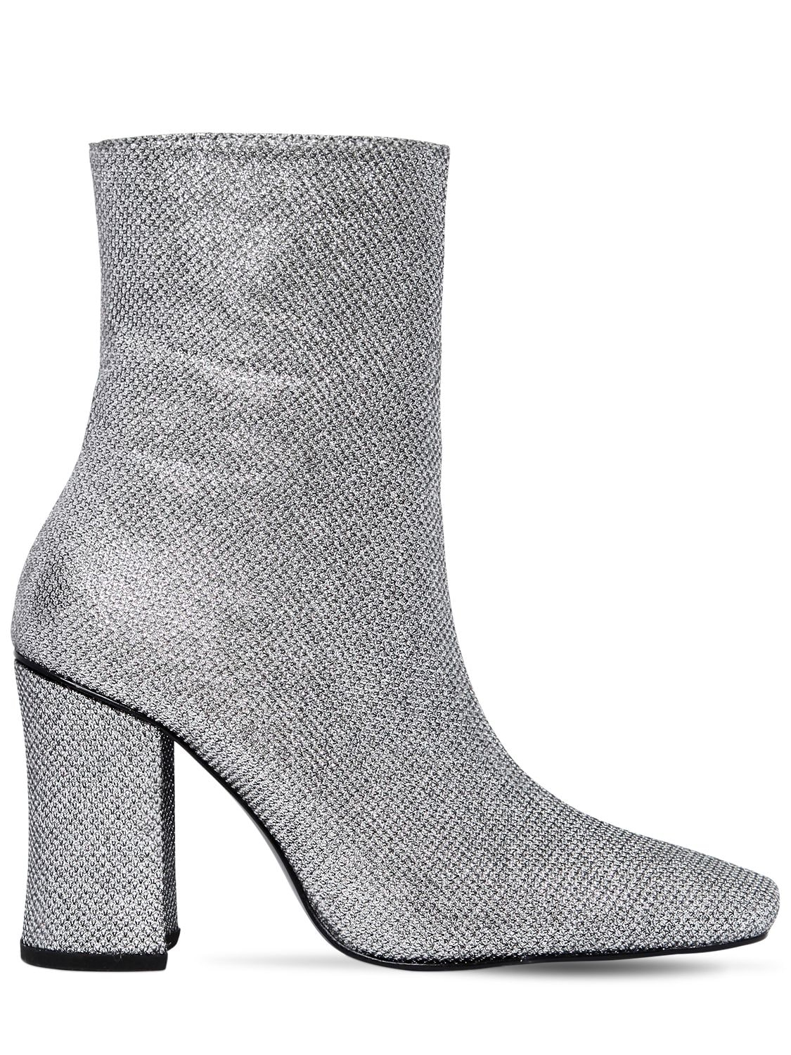 90mm Glitter Fabric Ankle Boots