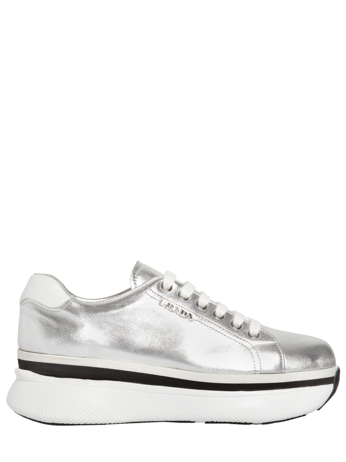 prada silver platform sneakers
