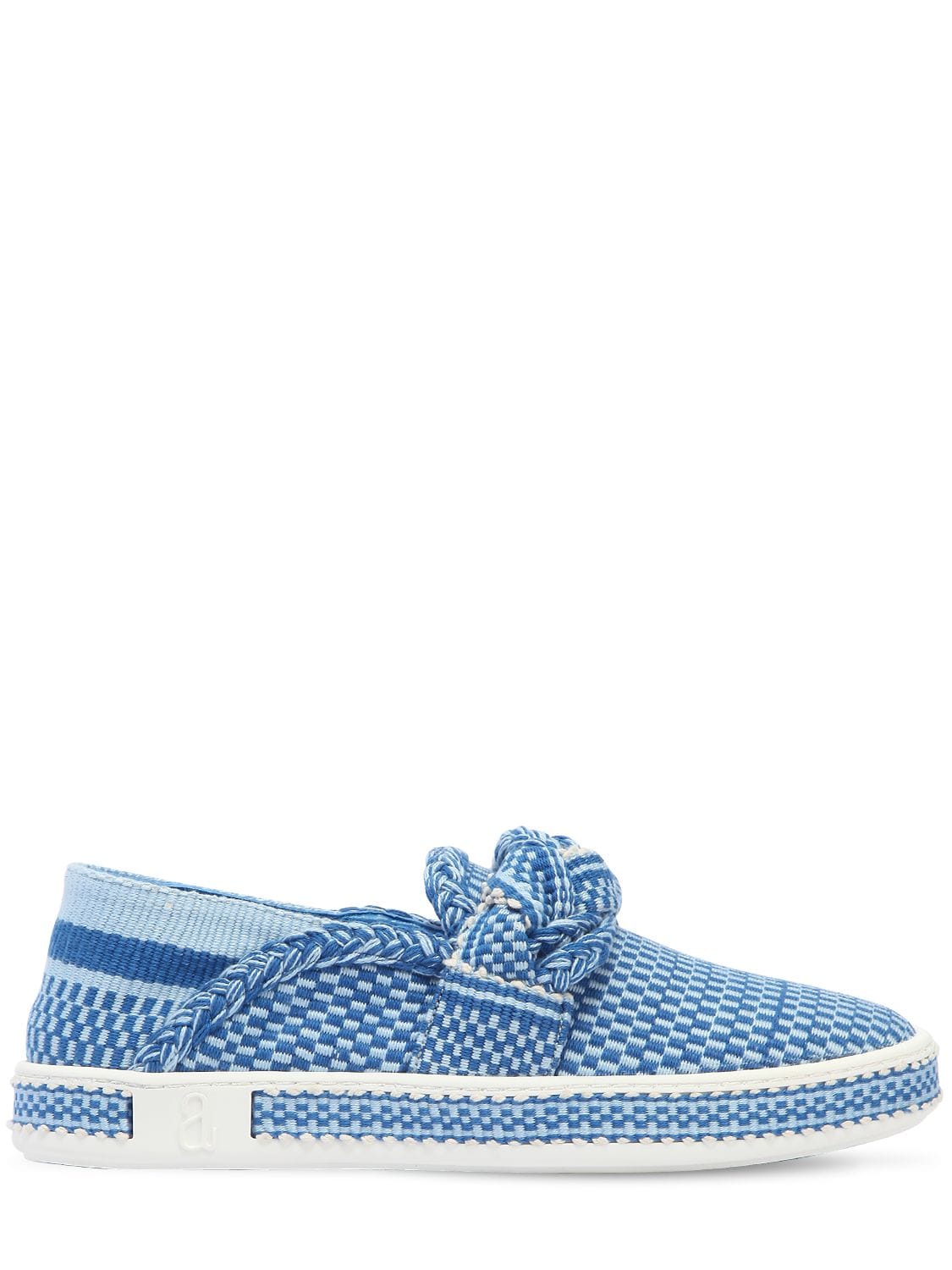 Antolina Paris 20mm Woven Cotton Slip-on Sneakers In Blue