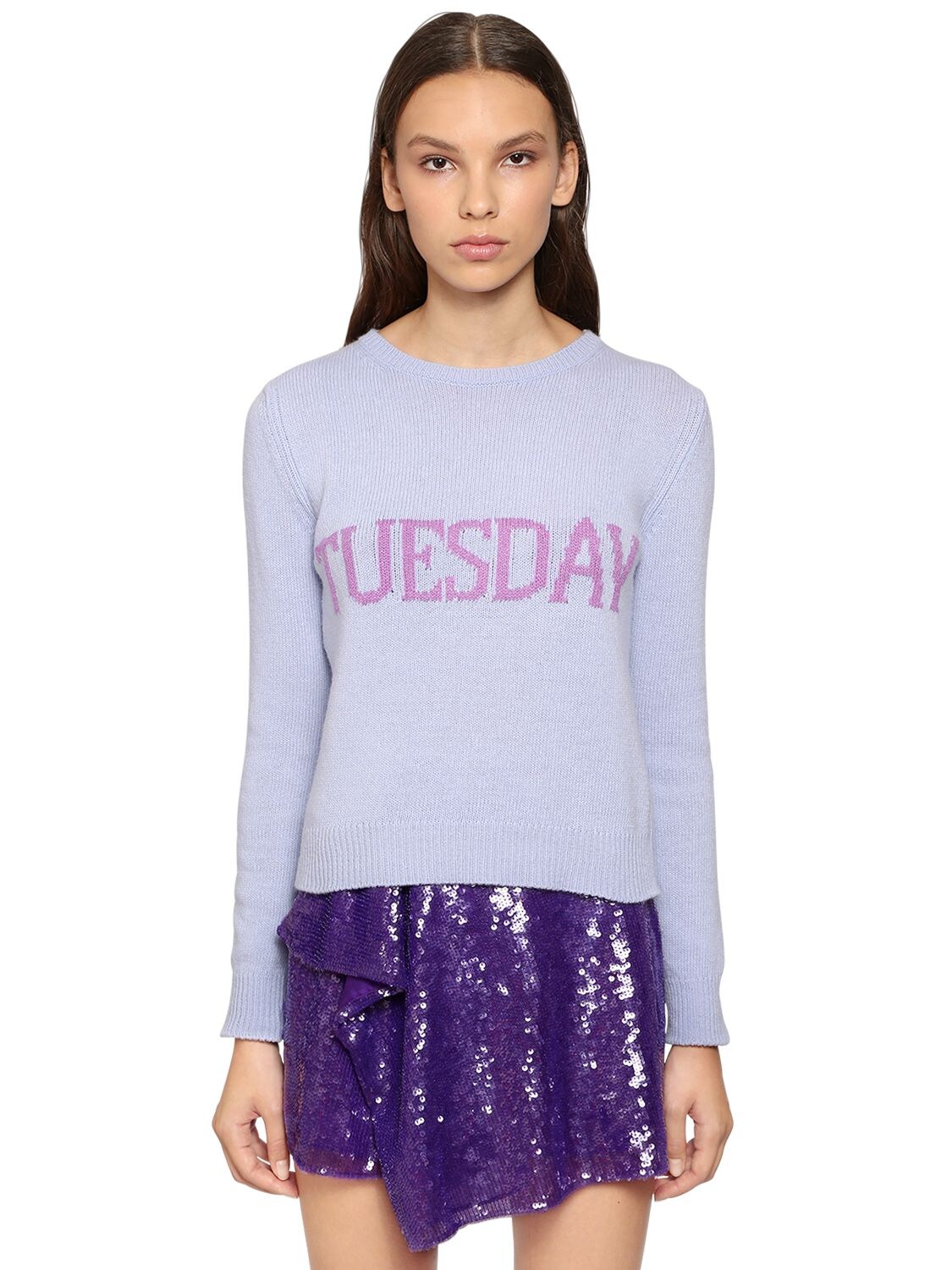 Alberta Ferretti Slim Tuesday Wool & Cashmere Sweater In Lilac/purple