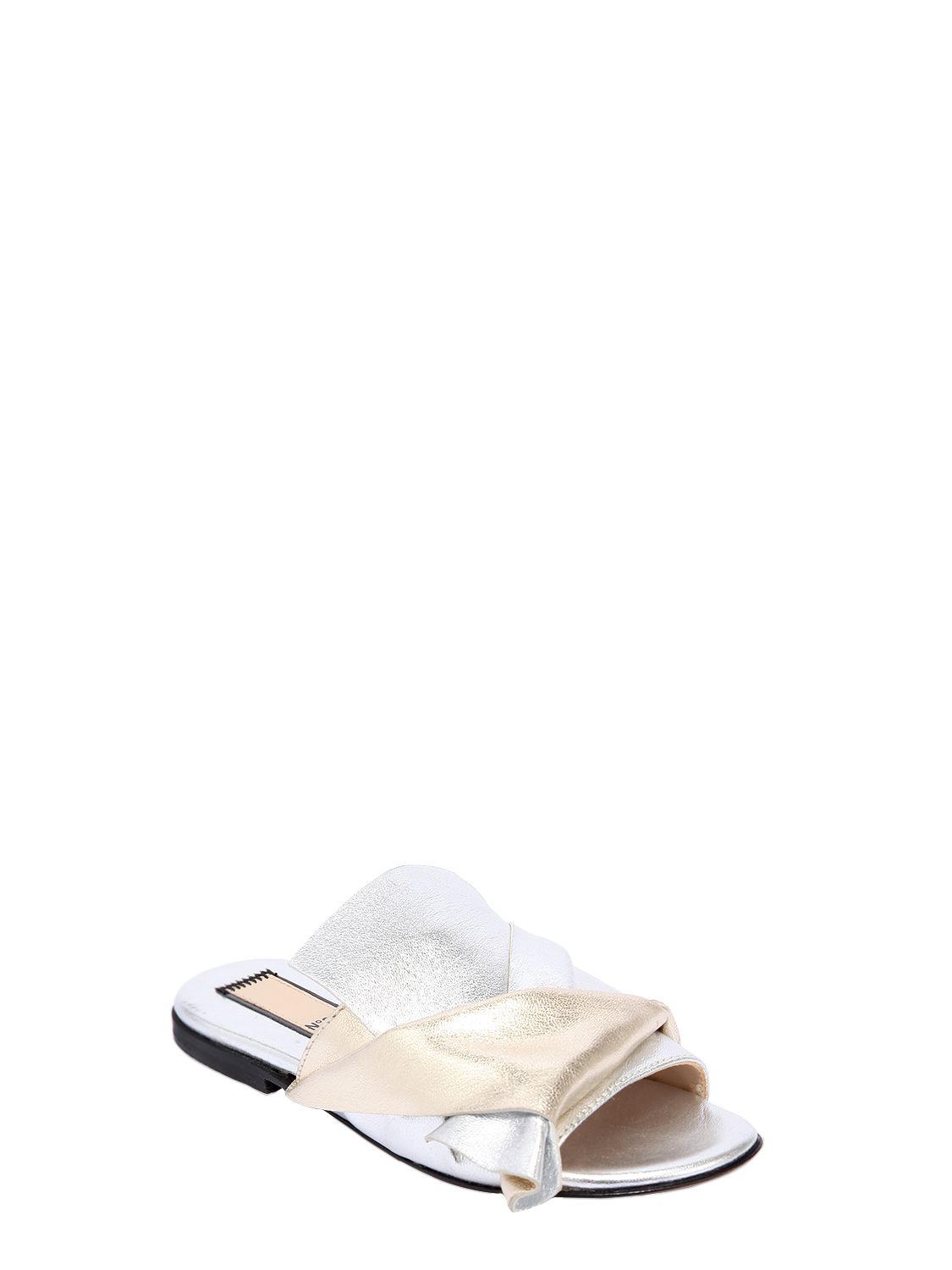 Sandalen Aus Metallischem Leder
