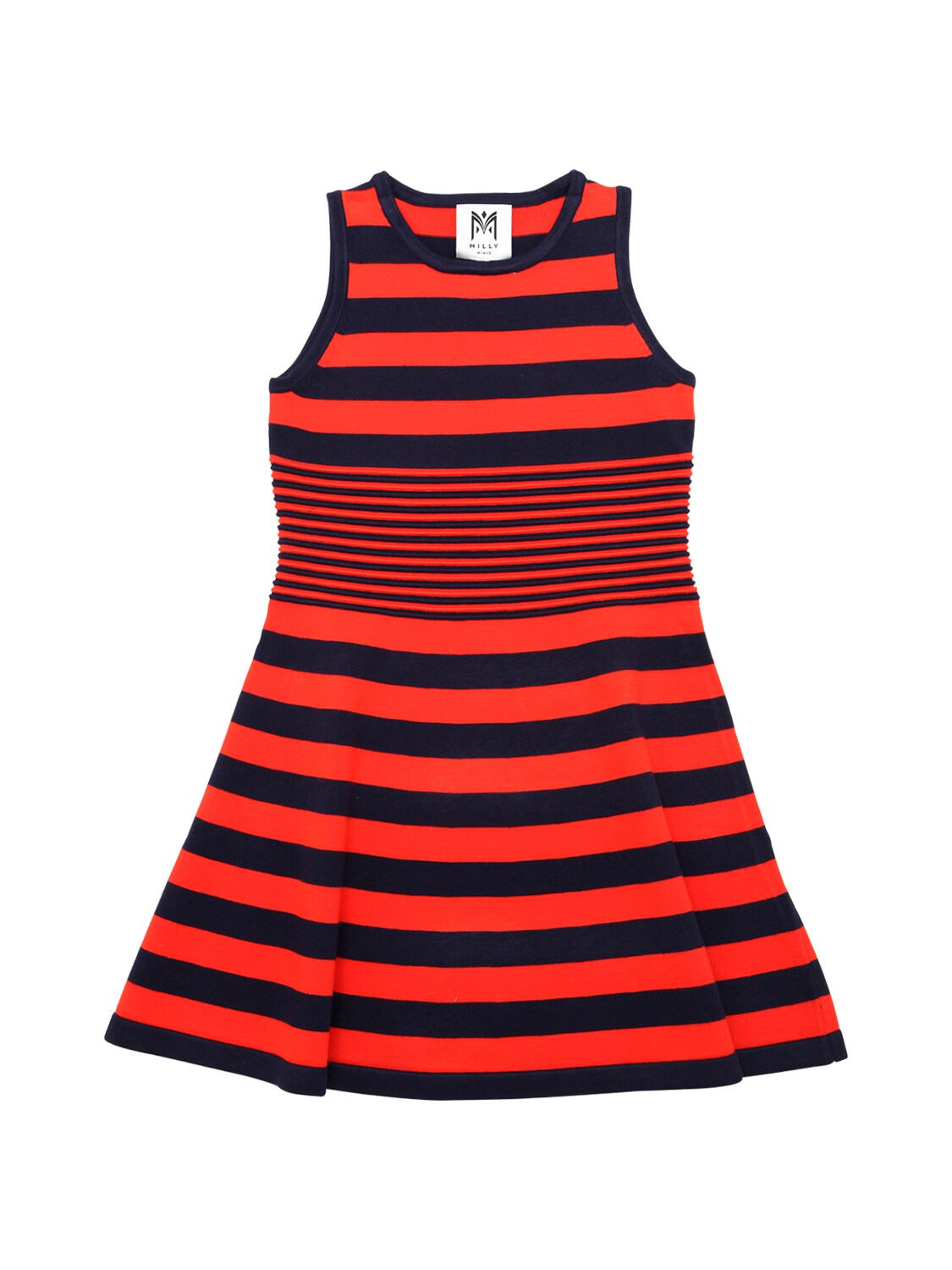 Milly Minis - Striped viscose blend knit ottoman dress - Red/Navy ...
