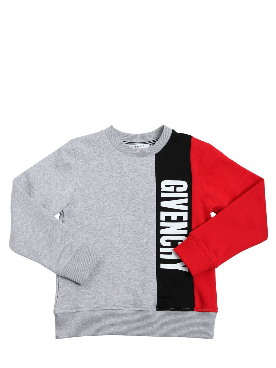 Givenchy Kids' Tricolor Cotton Sweatshirt In Grey,red