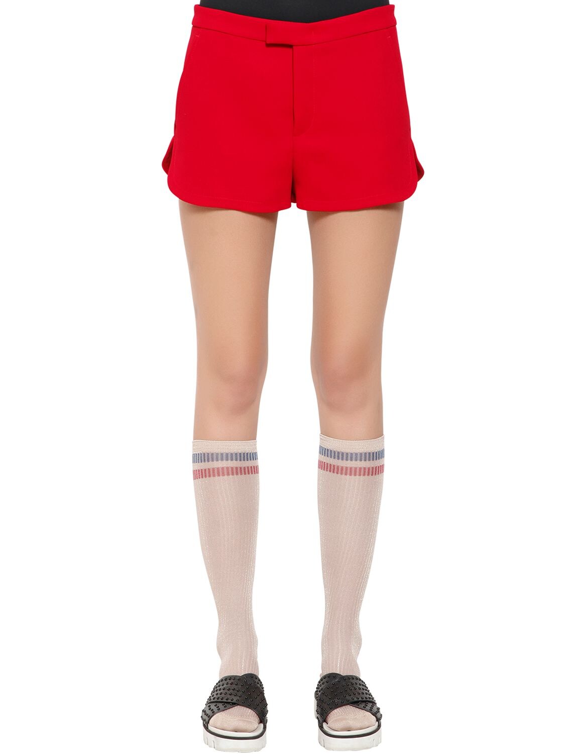 Red Valentino Crepe Shorts In Red