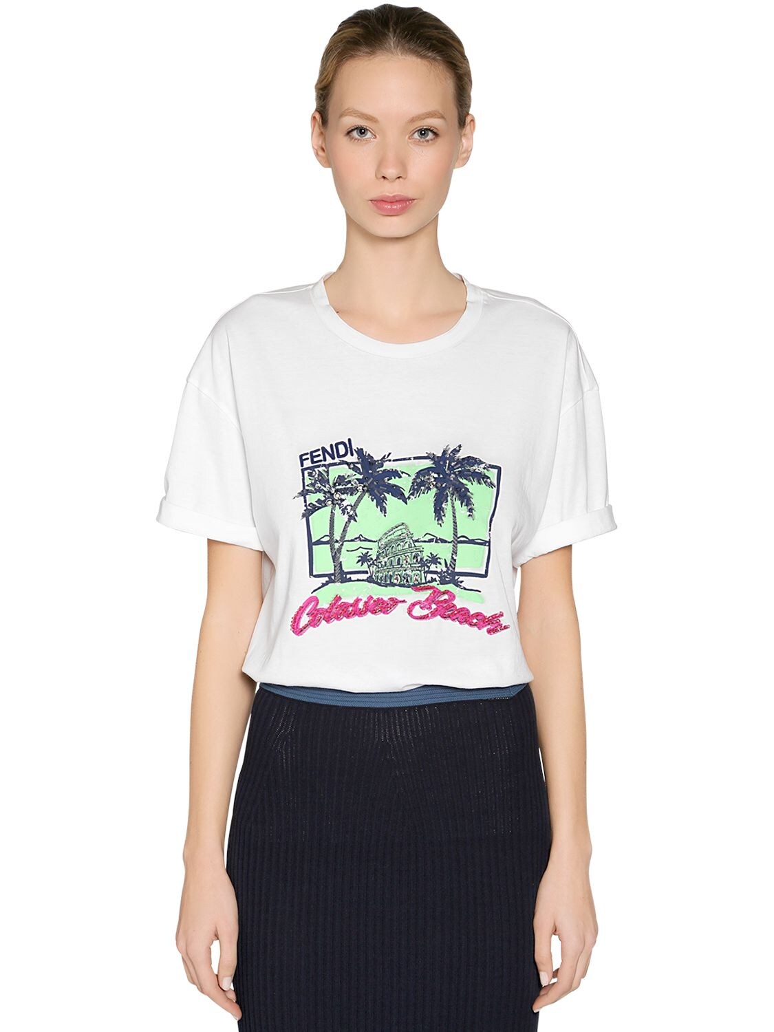 FENDI COLOSSEO BEACH织棉T恤,67IP2H016-RjBaTk01