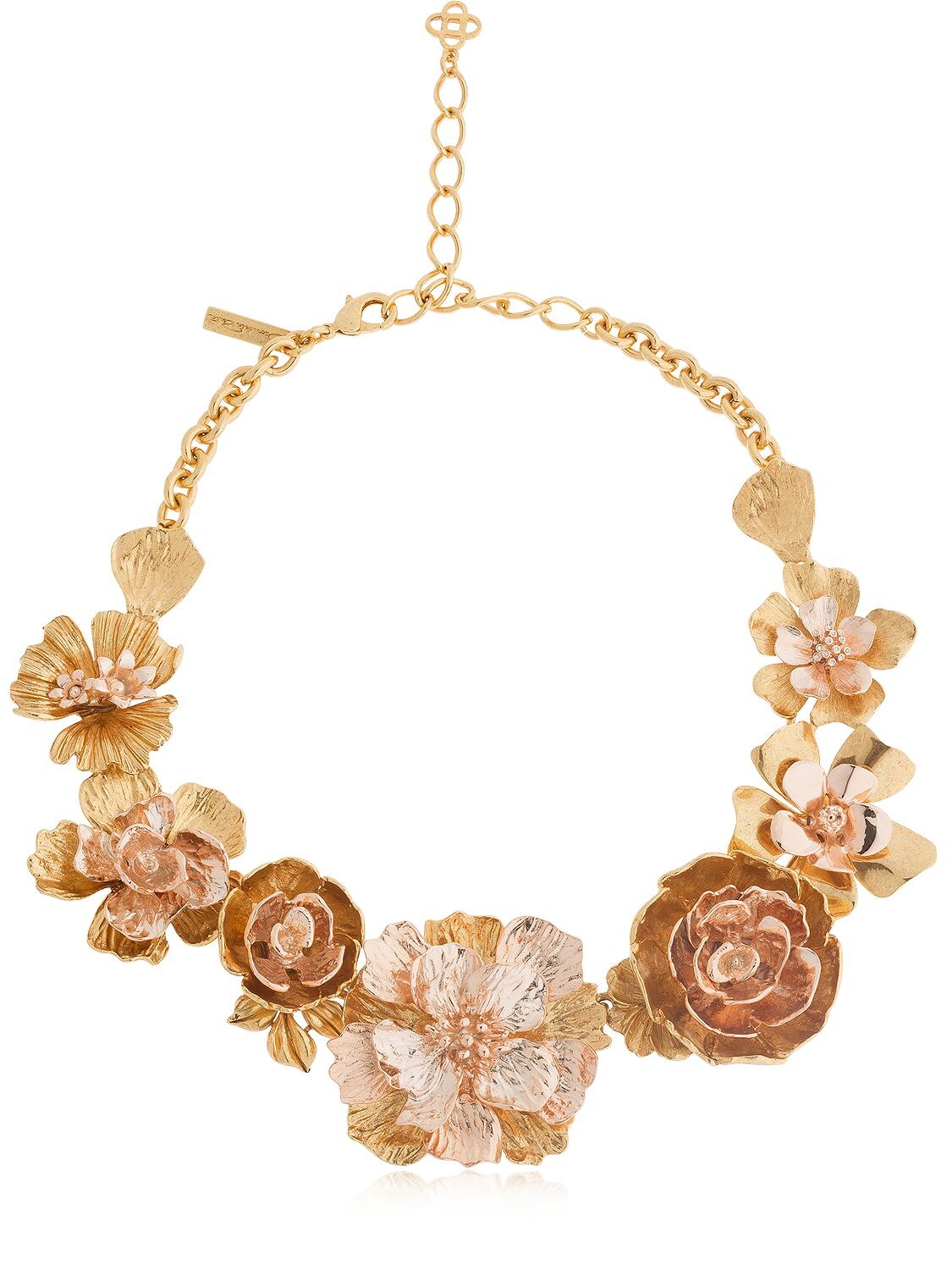 Oscar De La Renta Bold Flower Statement Necklace In Gold/rose Gold
