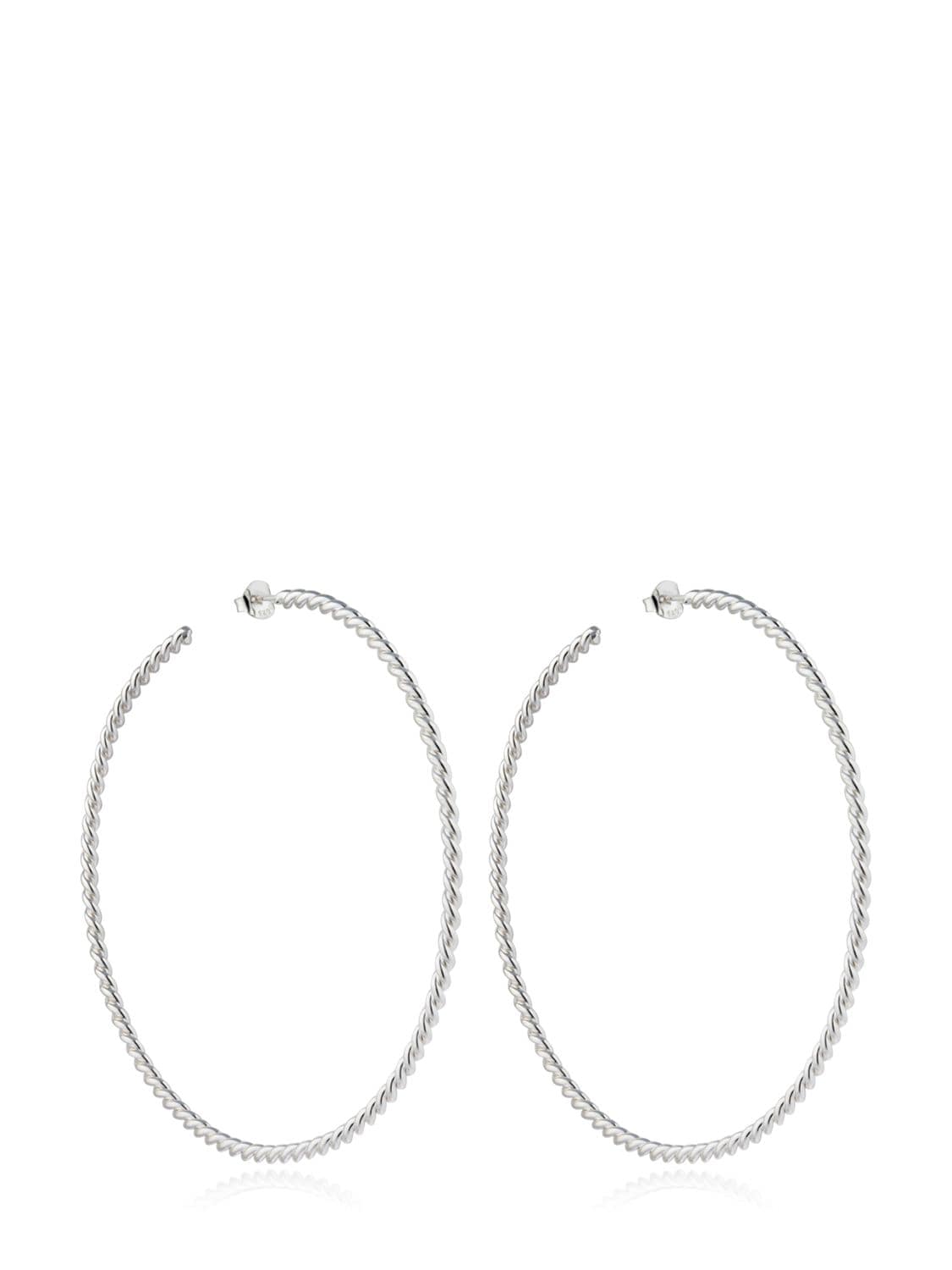 Isabel Lennse Twisted Large Hoop Earrings In Silver