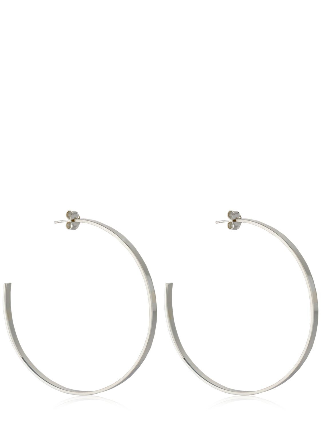 Isabel Lennse Plain Large Hoop Earrings In Silver
