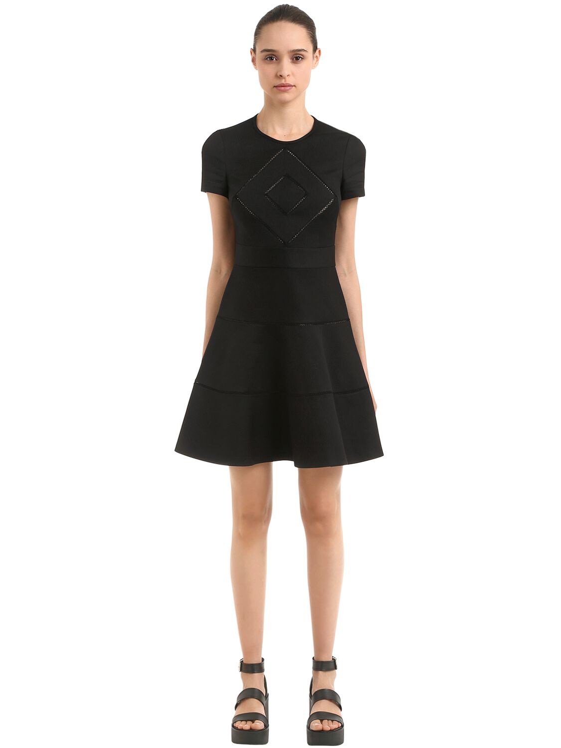Red Valentino Cotton Blend Cady Jacquard Dress In Black