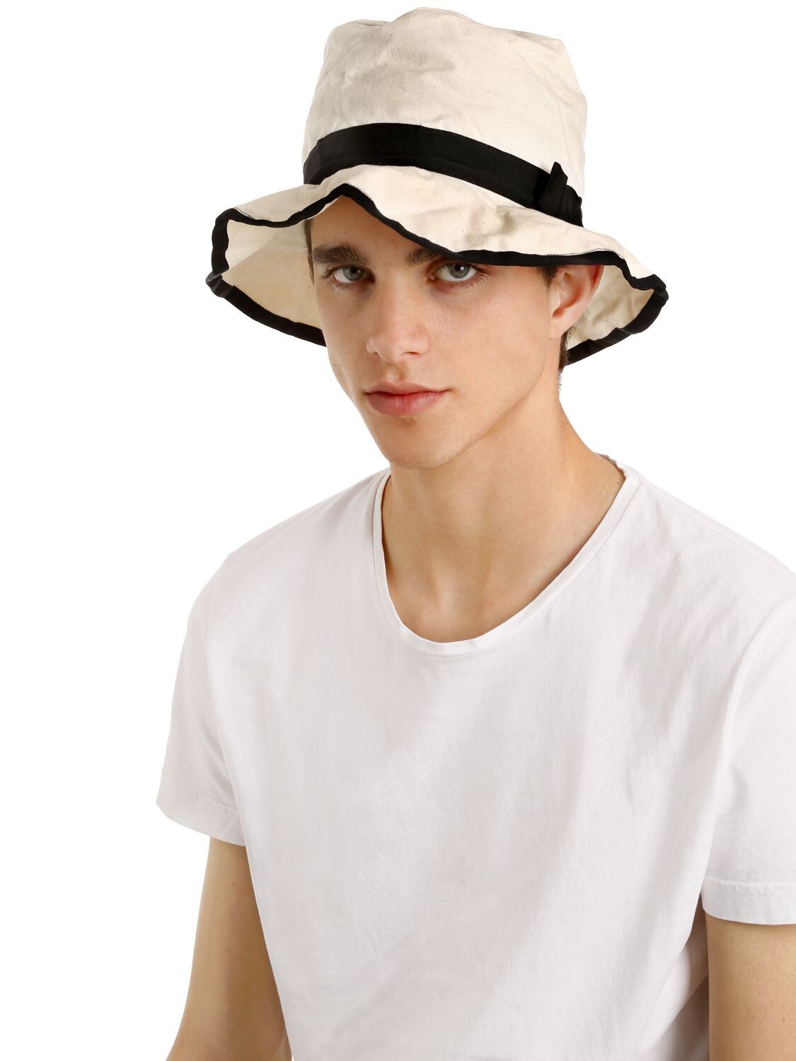 Scha Traveller M Big Rb Cotton Brimmed Hat In Ecru