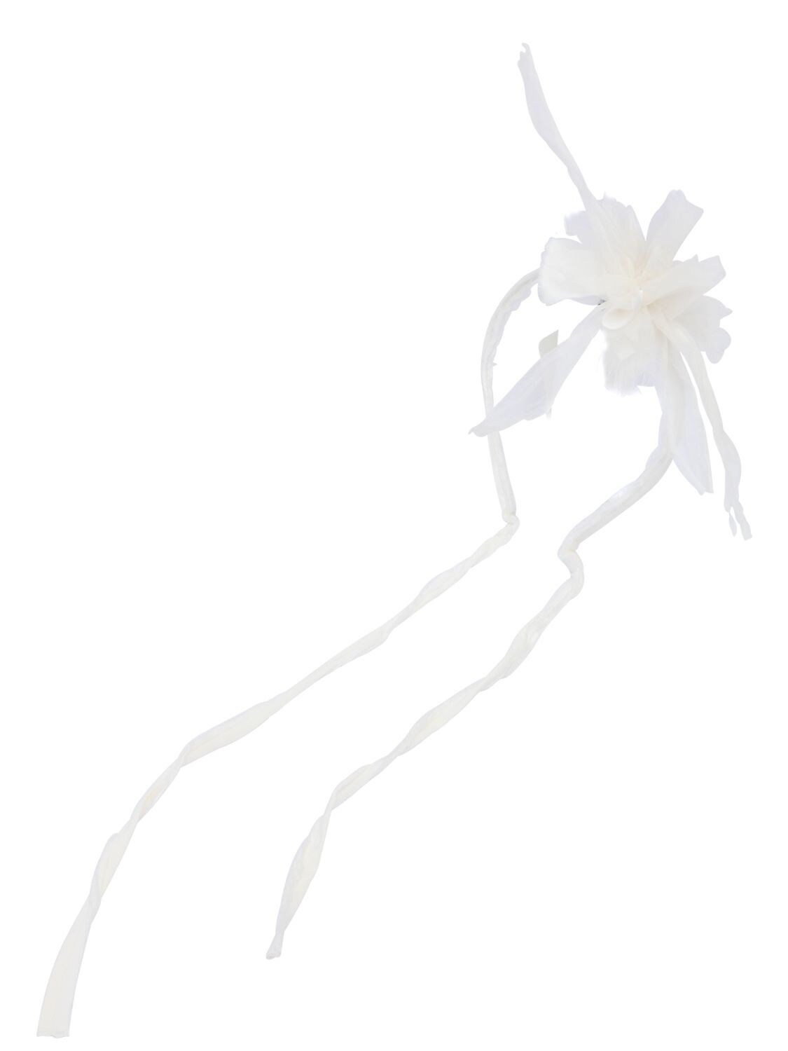 Scha Flower Small Hb Headband W/ Ties In White