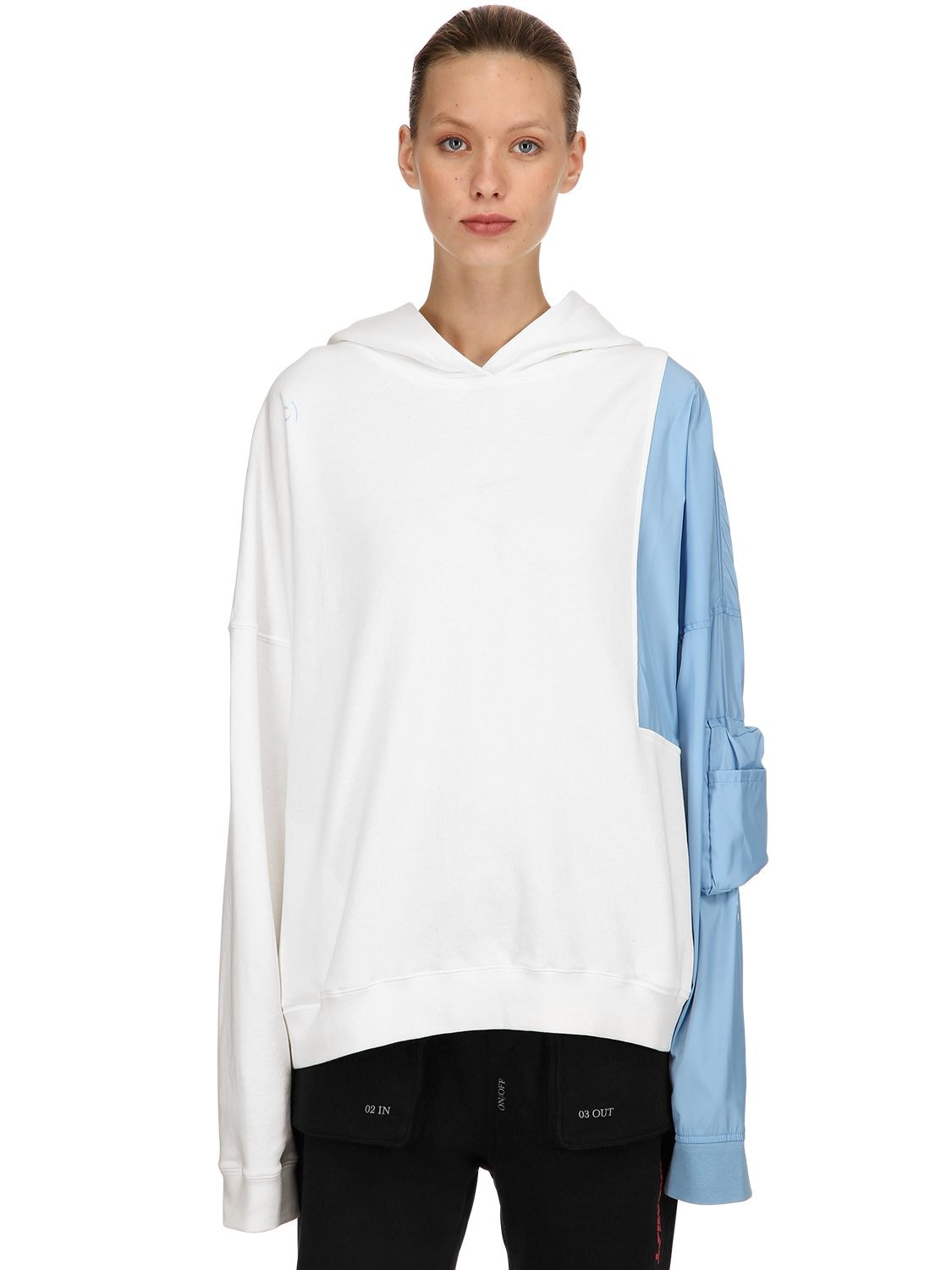 C2h4 Zero Gravity Hooded Cotton Sweatshirt In White