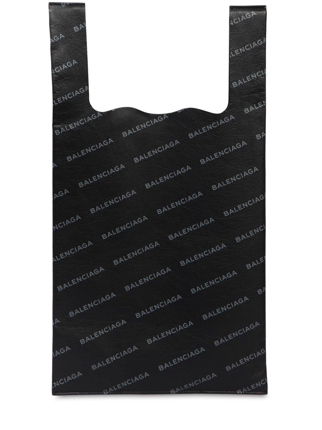Balenciaga Supermarket Logo Printed Leather Bag In Anthracite