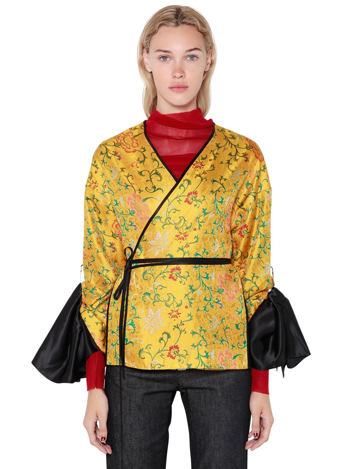 Act N°1 Brocade Kimono Jacket In Yellow