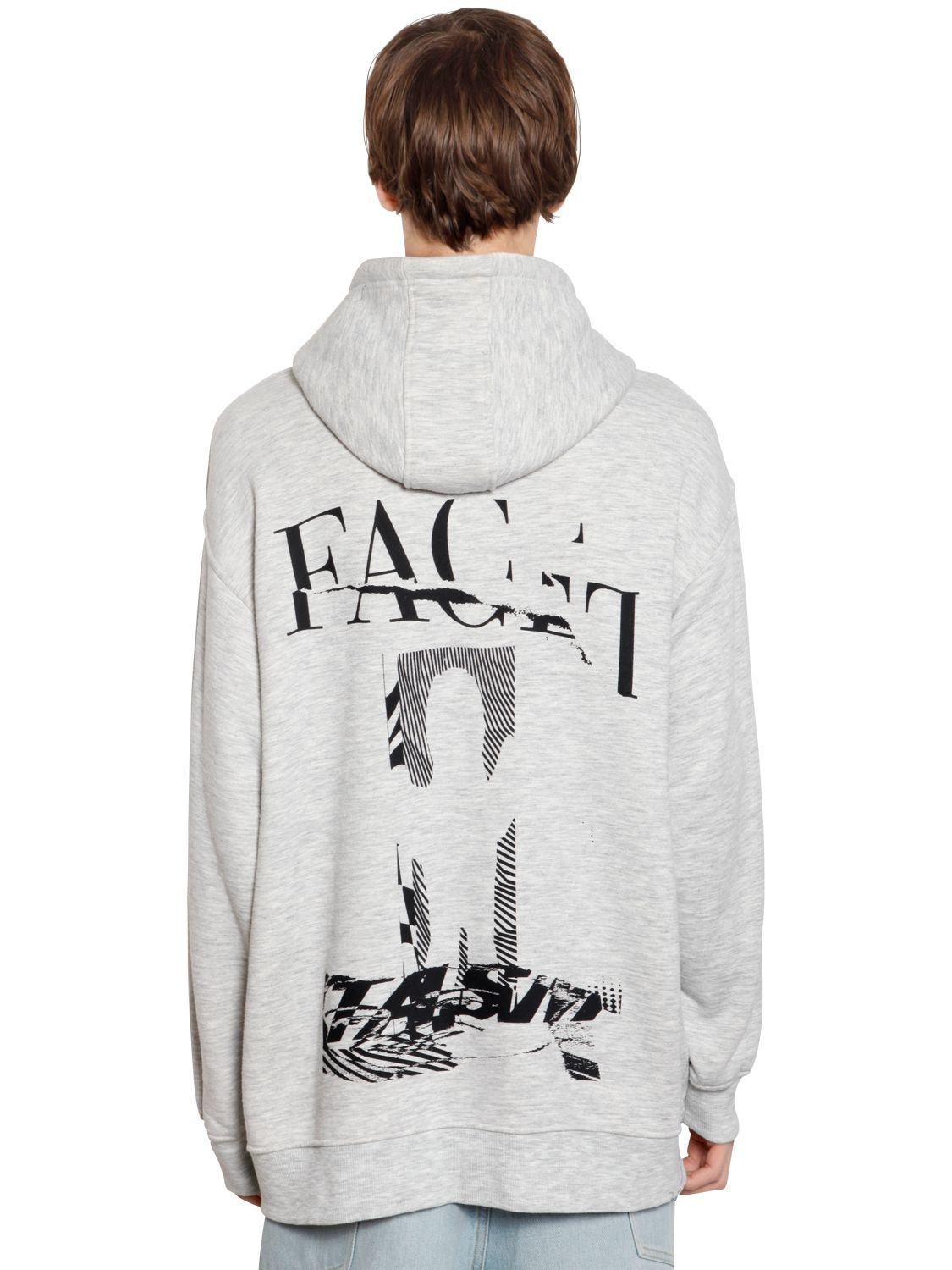 Facetasm Oversize Hooded Cotton Jersey Sweatshirt In Grey