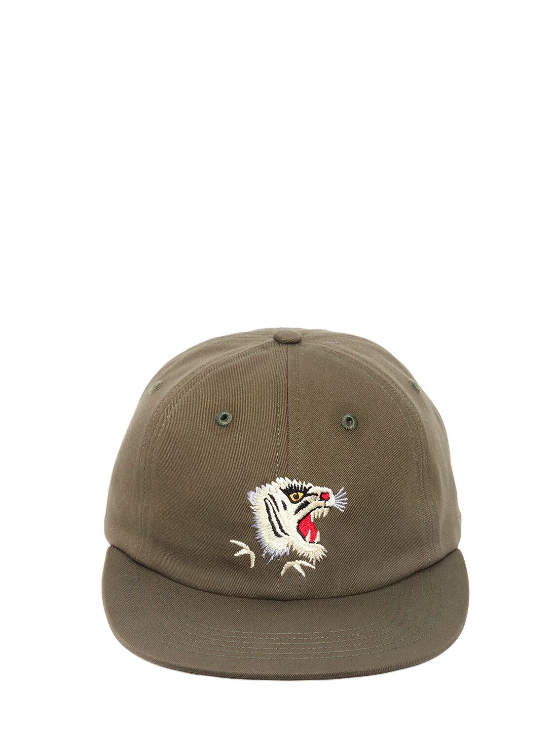 Maharishi Tiger Embroidered Canvas Baseball Hat In Army Green
